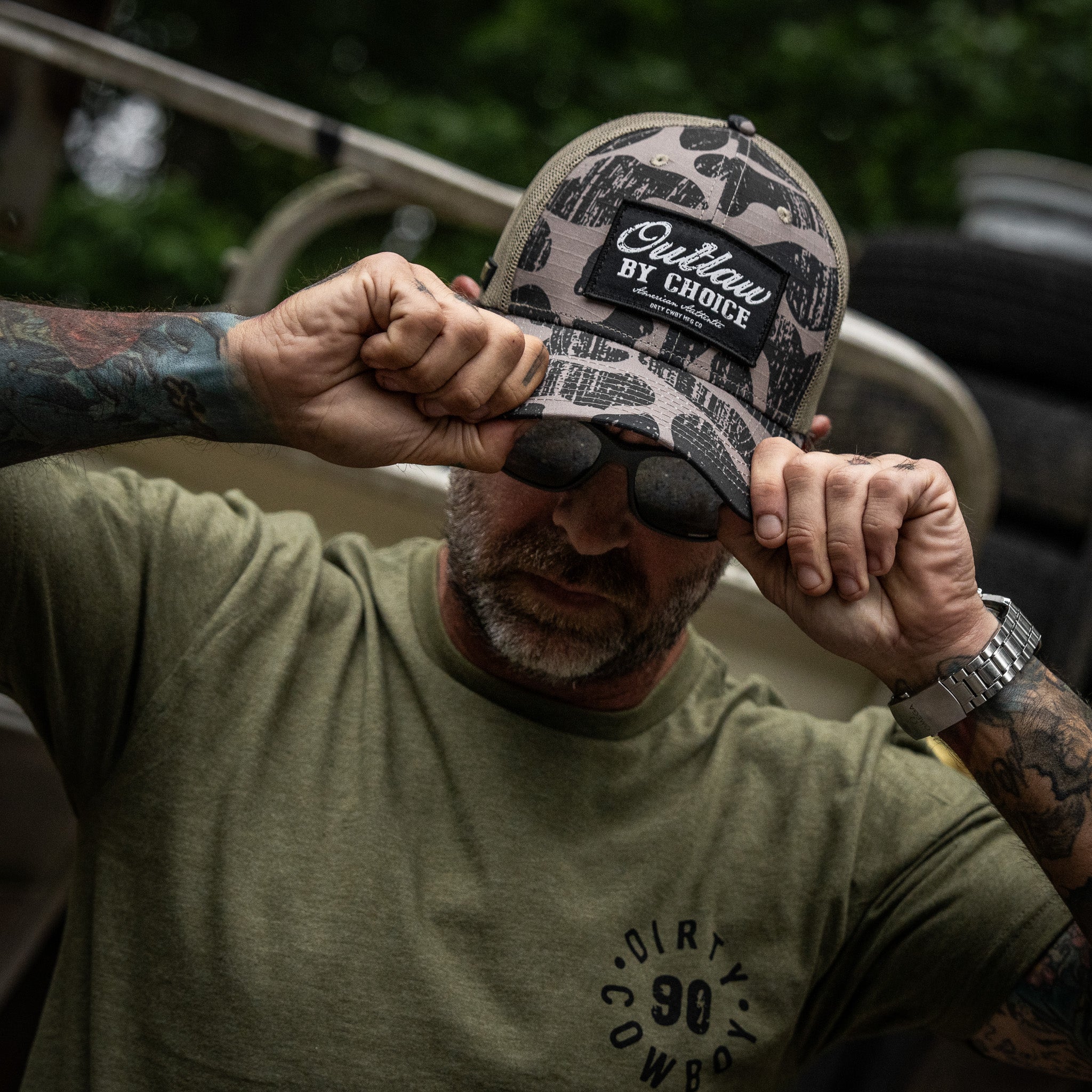 Outlaw By Choice Patch Original Ripstop Classic Snapback Hat