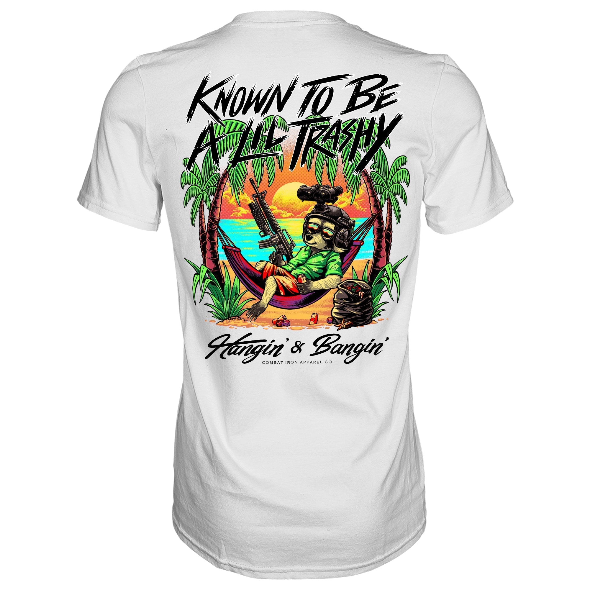 Herren-T-Shirt mit Waschbär-Aufdruck „Known To Be A Lil Trashy“
