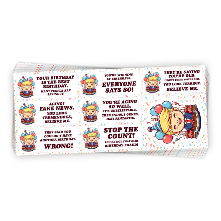 Cartoon Donald Trump Birthday Sticker Sheet