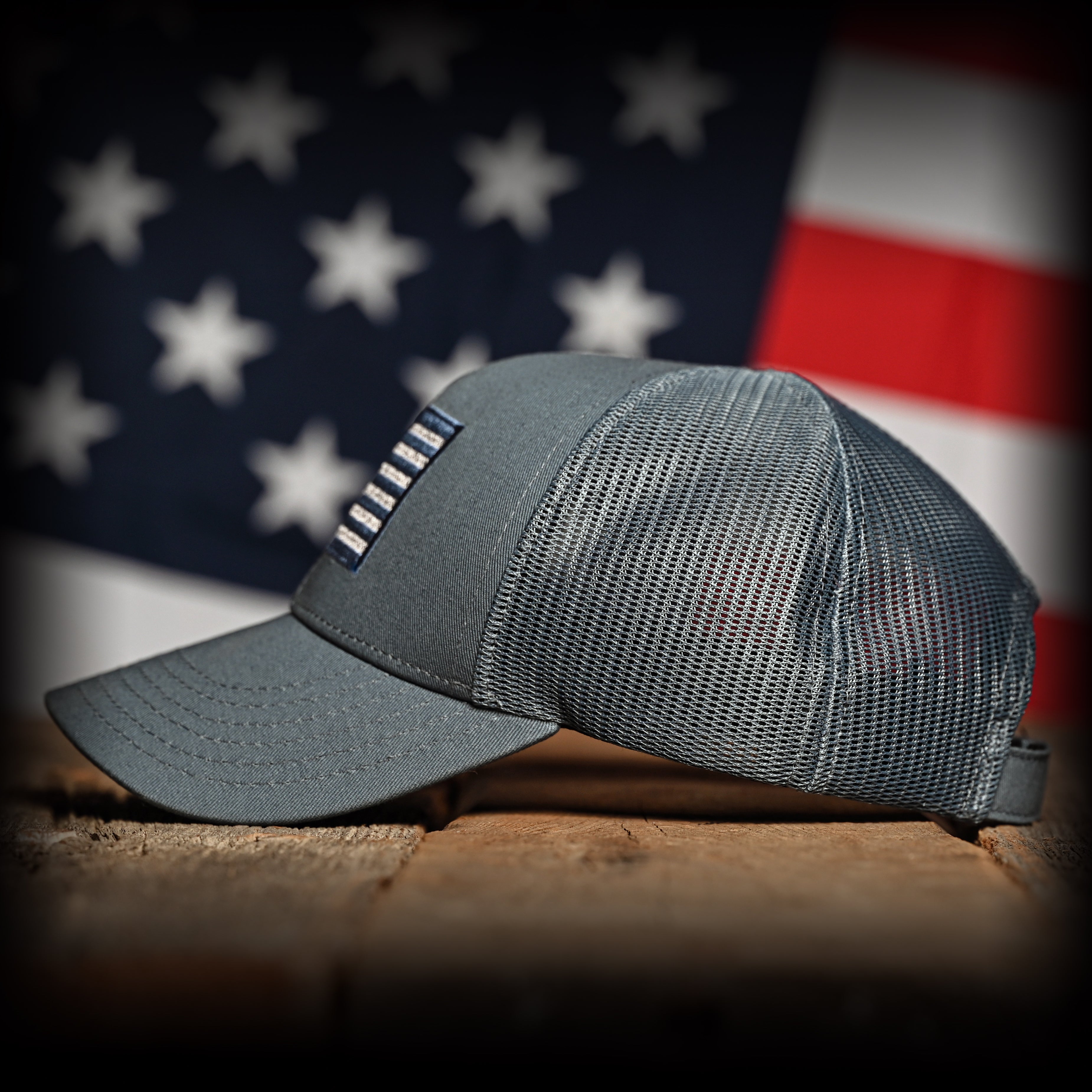 Tonal Blue-Gray American Flag Hat