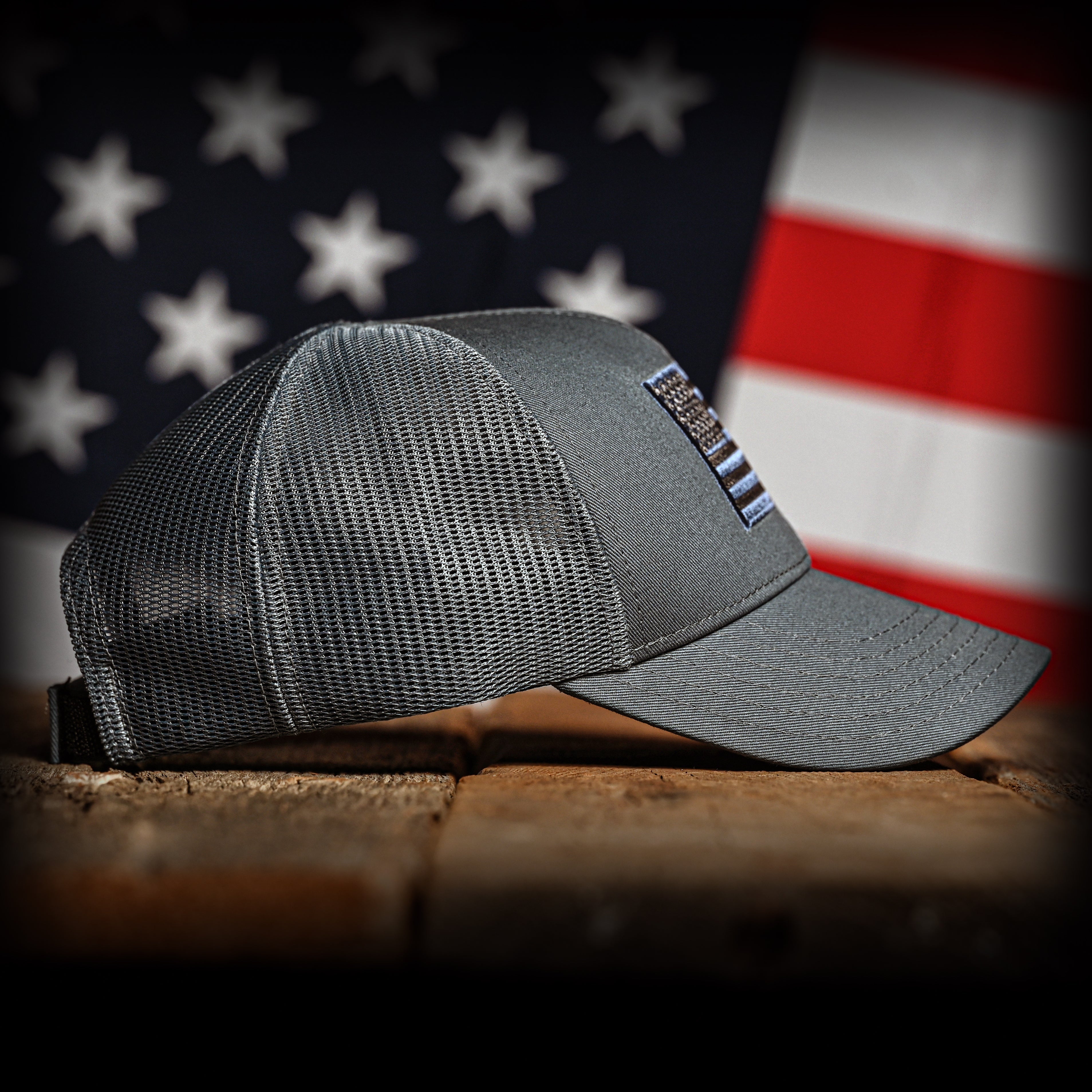 Tonal Blue-Gray American Flag Hat