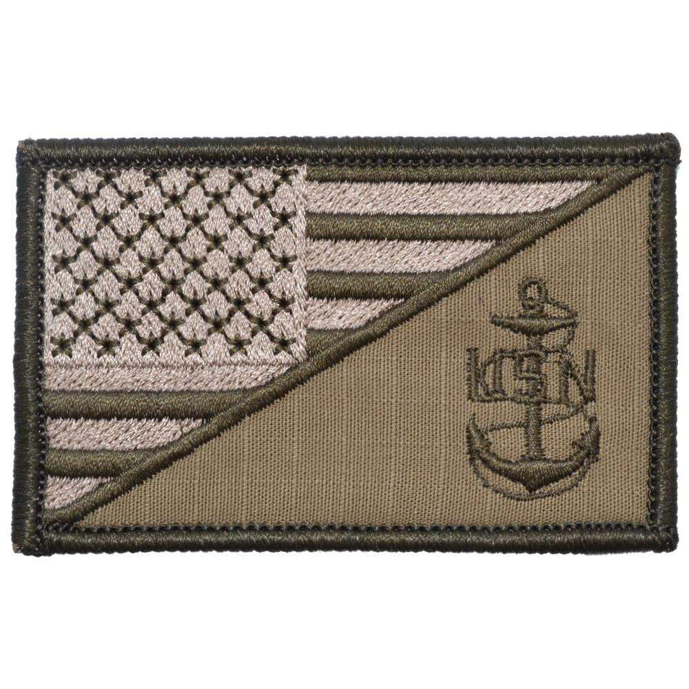 NAVY CHIEF PETTY OFFICER ANCHOR USA FLAG  2.25 X 3.5 TACTICAL PATCH