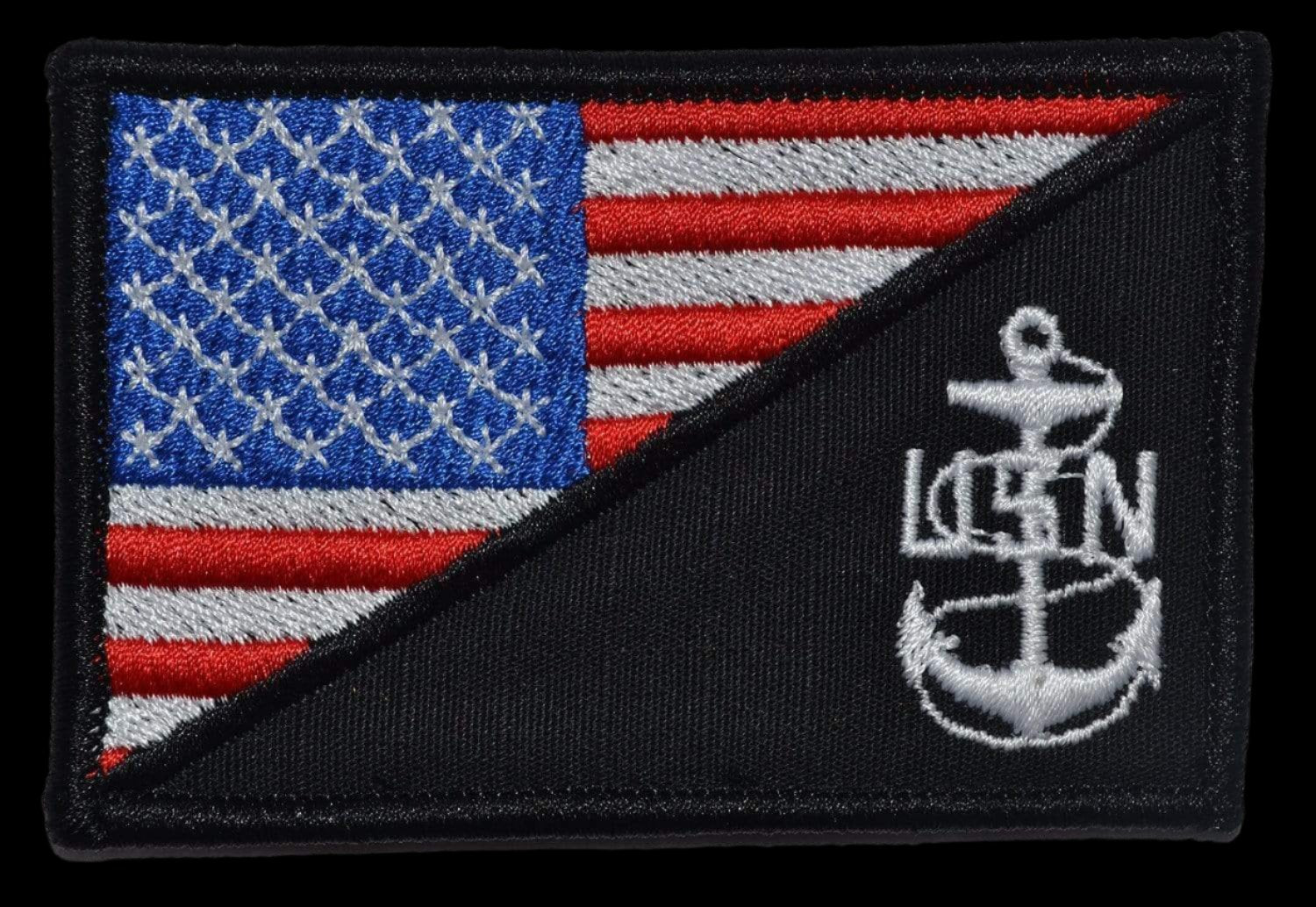 Bandera de EE. UU. con ancla del suboficial jefe de la Marina: parche de 2,25 x 3,5