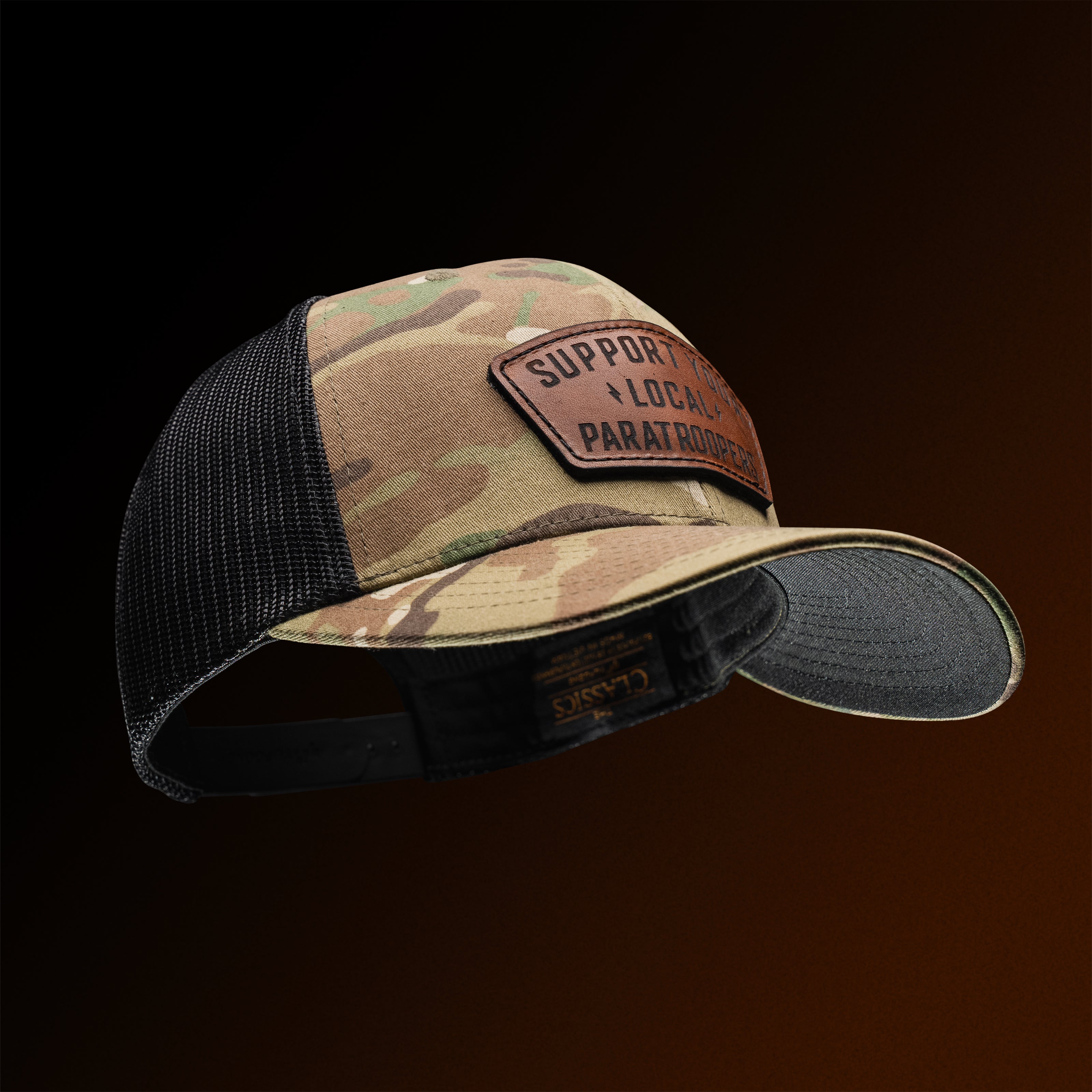 Support Local Paratrooper Leather Patch Tactical Snapback