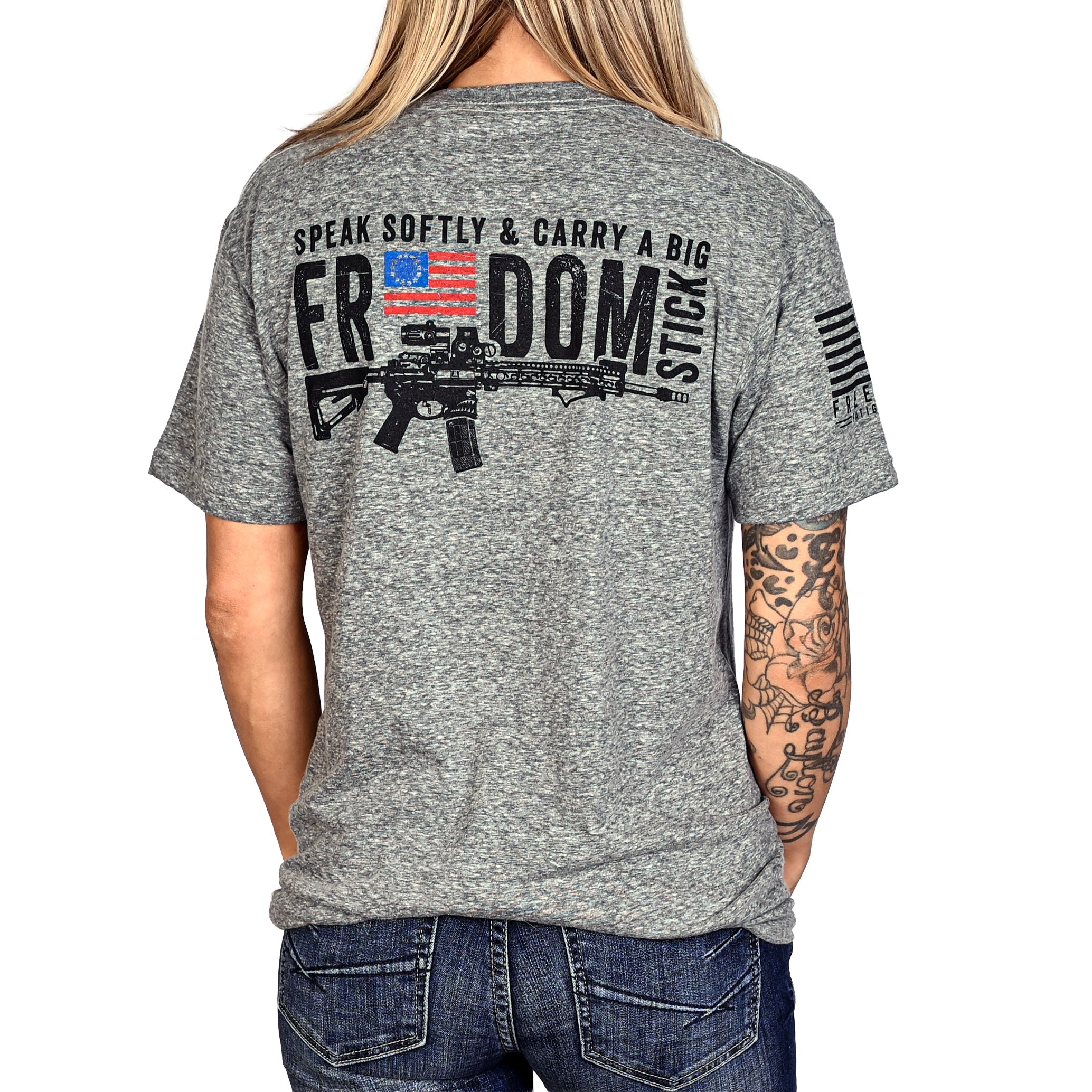Women's Freedom Stick Patriotic 2A Boyfriend Fit T-Shirt