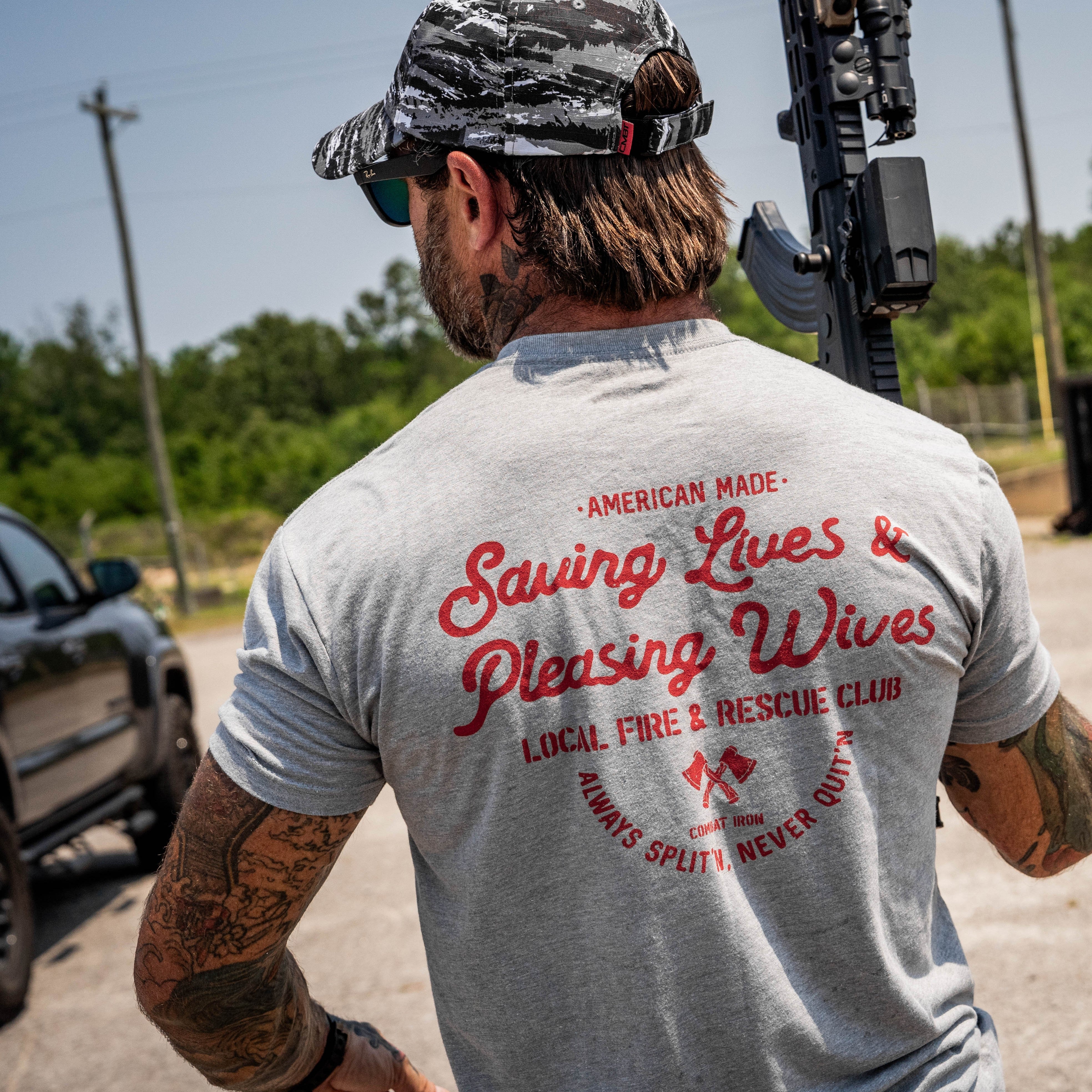 Saving Lives & Pleasing Wives Fire & Rescue Club Men's T-Shirt