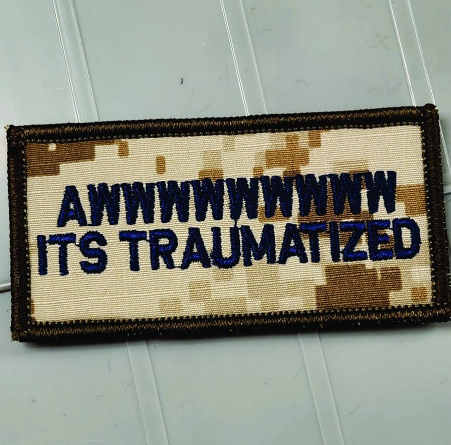 As Seen on Socials - Awwwwwwwww It's Traumatized - 2x4 Patch - Desert Marpat w/Navy
