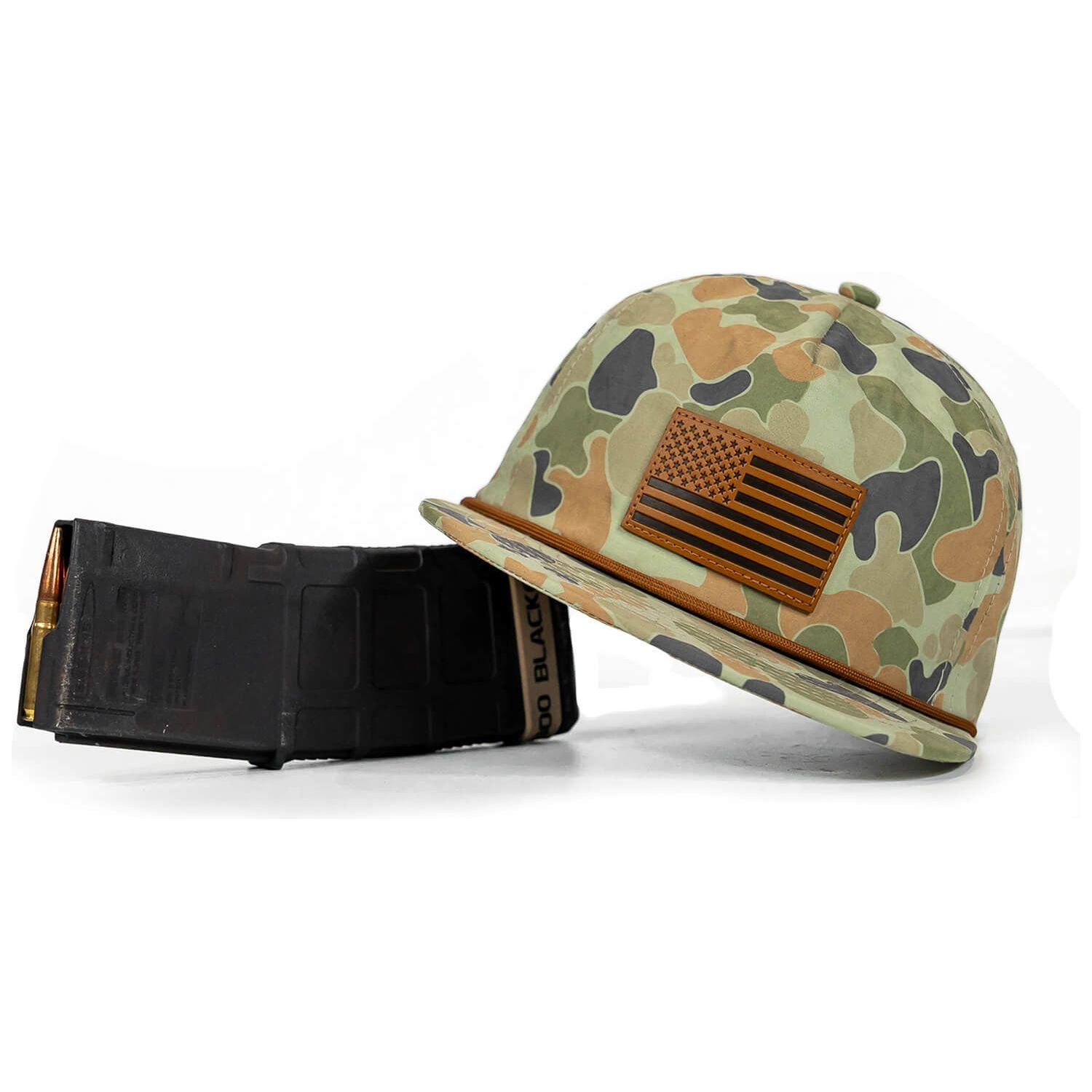 Amerikanische Flagge Leder-Patch Knautschbare Tau-Snapback-Kappe