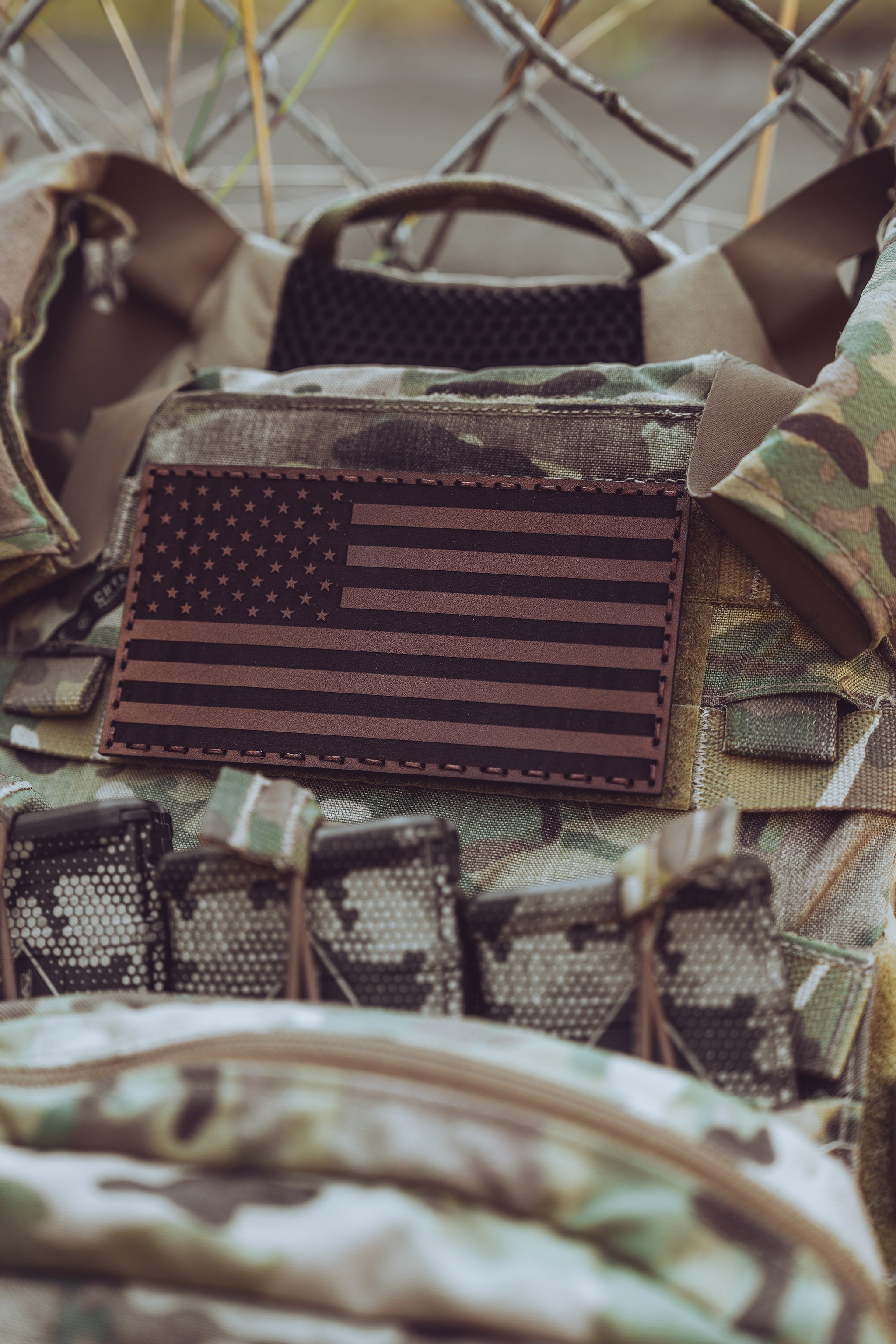 AMERICAN FLAG LEATHER PATCH