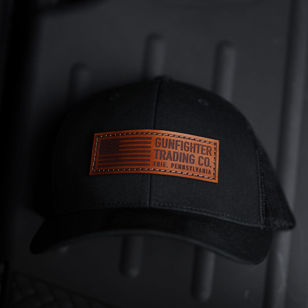 LEATHER GFTC PATCH TRUCKER HAT