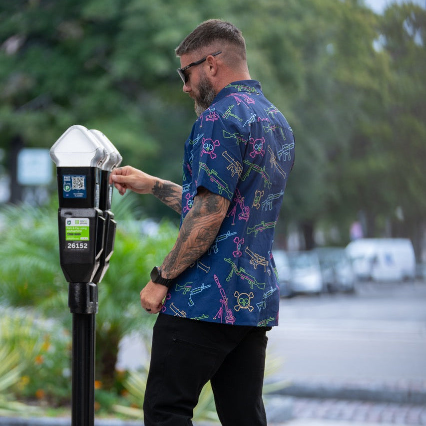 Neon Lights & Gun Fights Button-up