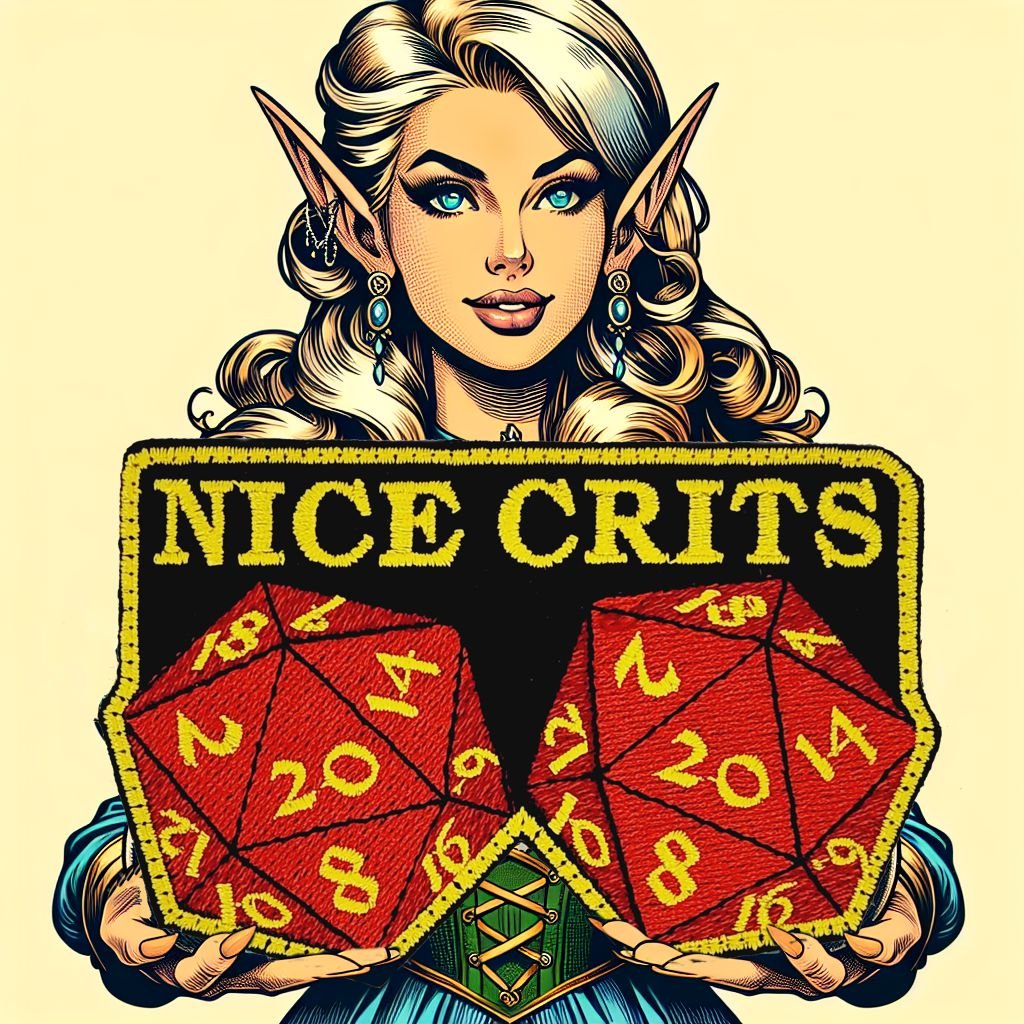 Nice Crits D&D - Roll a set of Natural 20 - Yes they are real - 2.5 x 3.75" Embroidered Patch