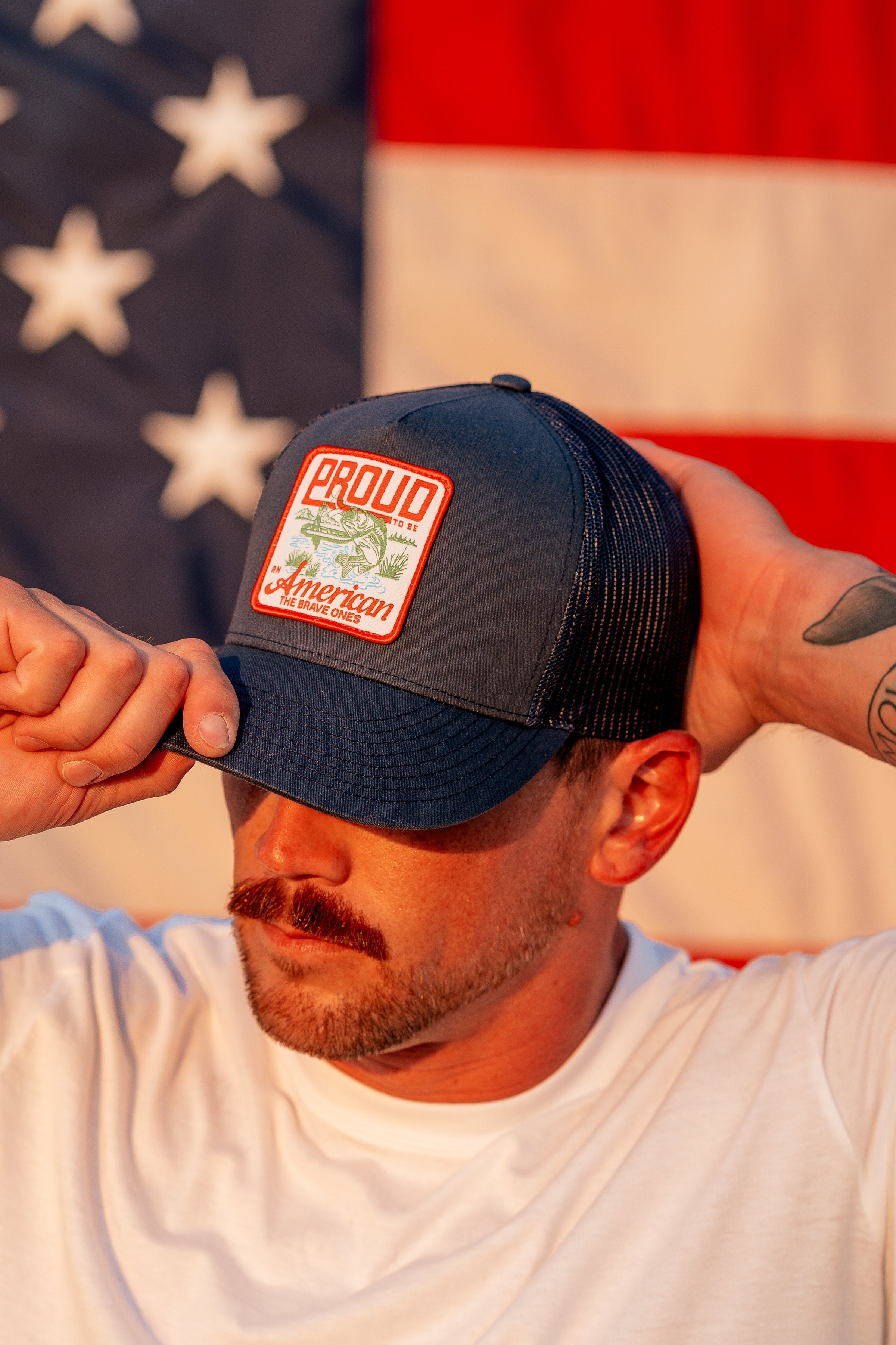 Proud Fisherman Trucker Hat - Navy | The Brave Ones