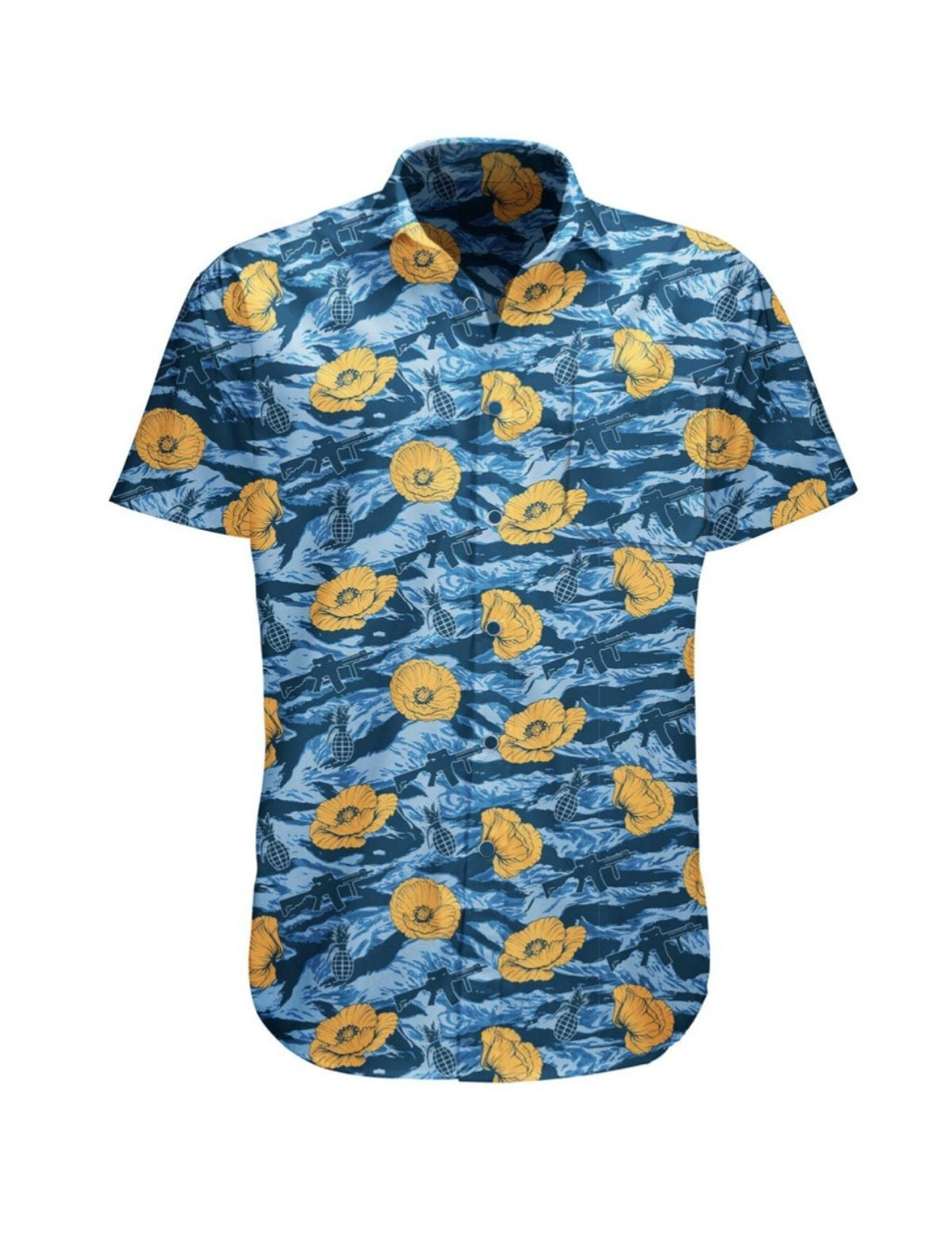 Camisa abotonada azul con rayas de tigre