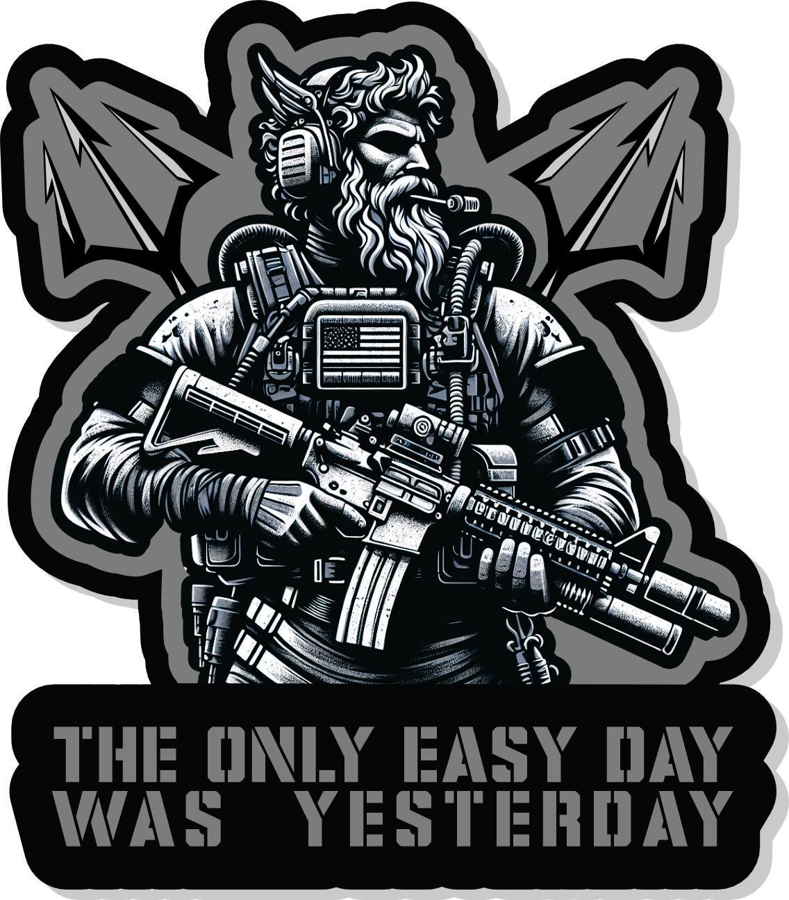 STICKER - Tactical Navy Seal Triton - The Only Easy Day Was Yesterday - 4" - Poseidon