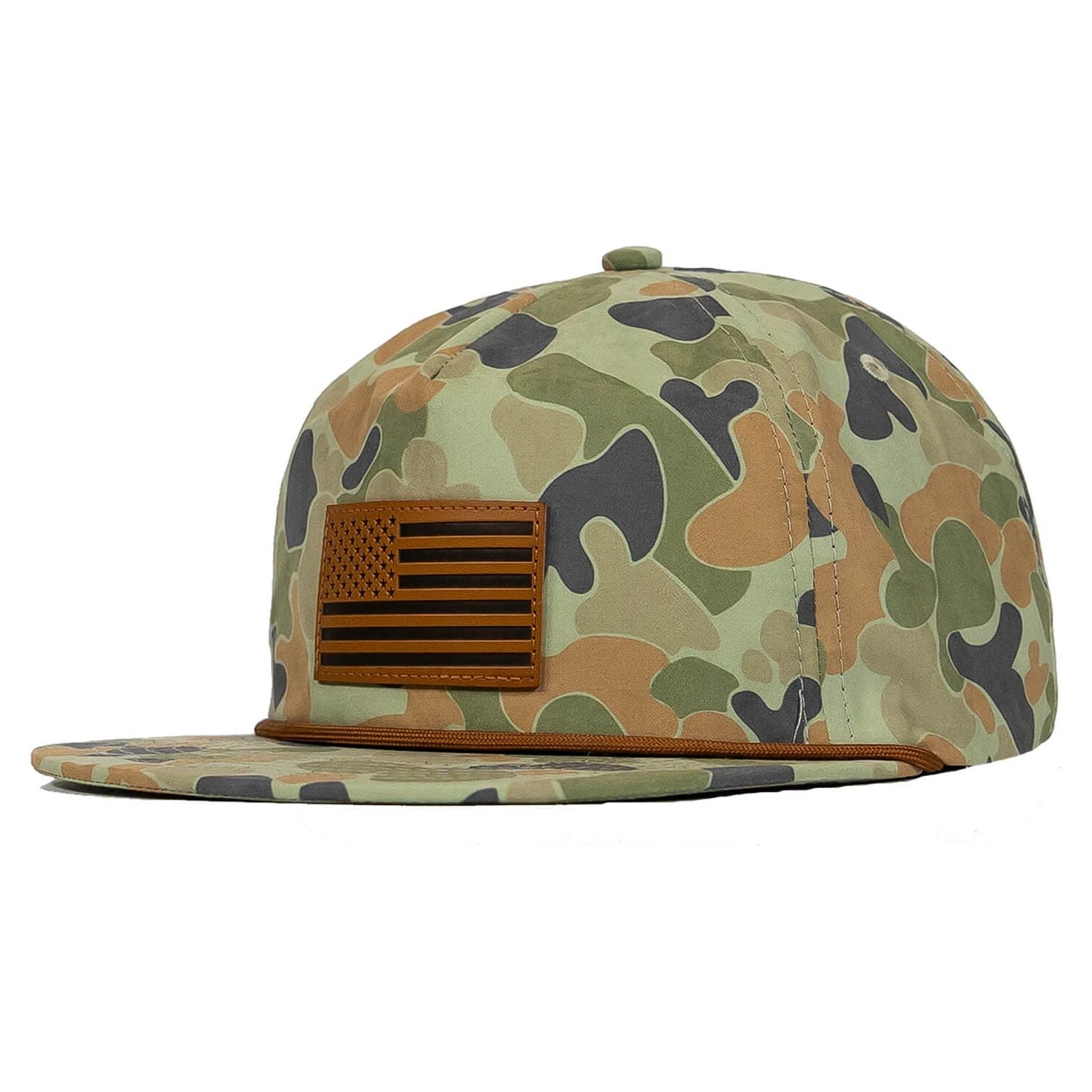 Amerikanische Flagge Leder-Patch Knautschbare Tau-Snapback-Kappe