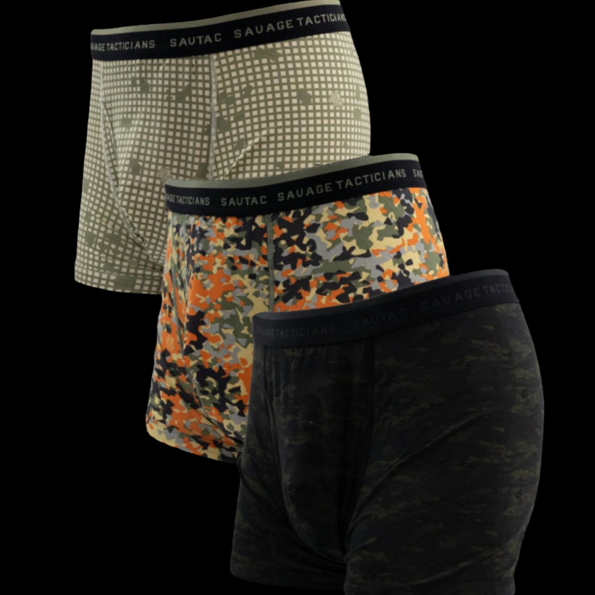 Calzoncillos tipo bóxer con diseño de camuflaje, paquete de 3