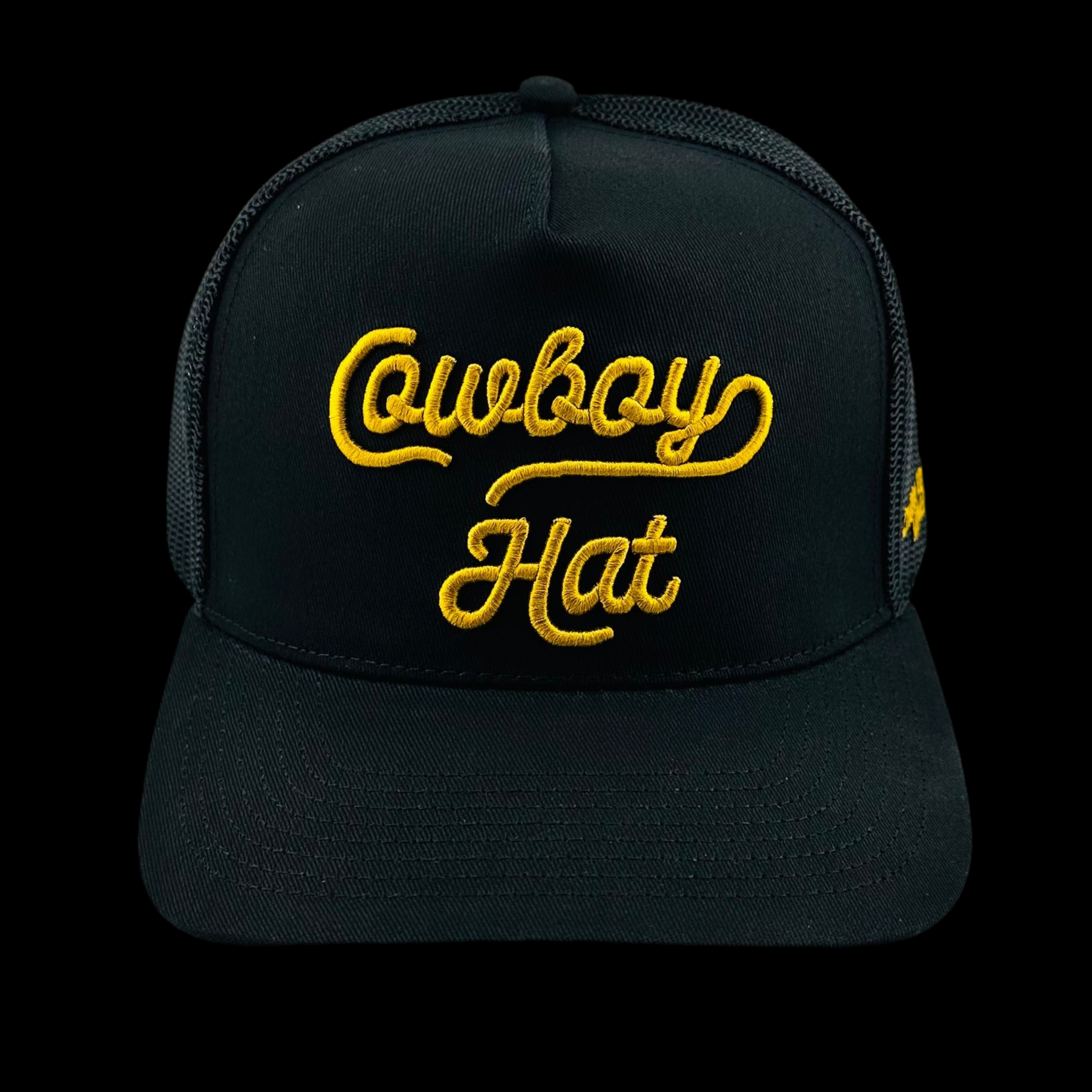 “COWBOY HAT” BLACK TRUCKER HAT