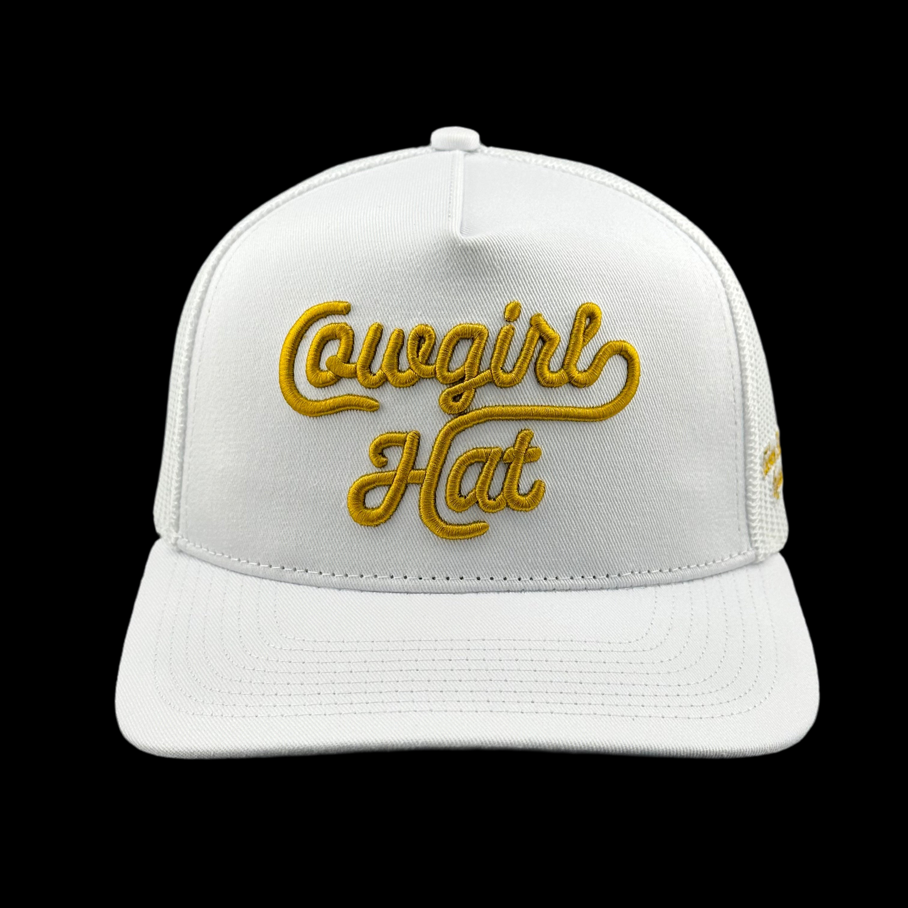 “COWGIRL HAT” WHITE TRUCKER HAT