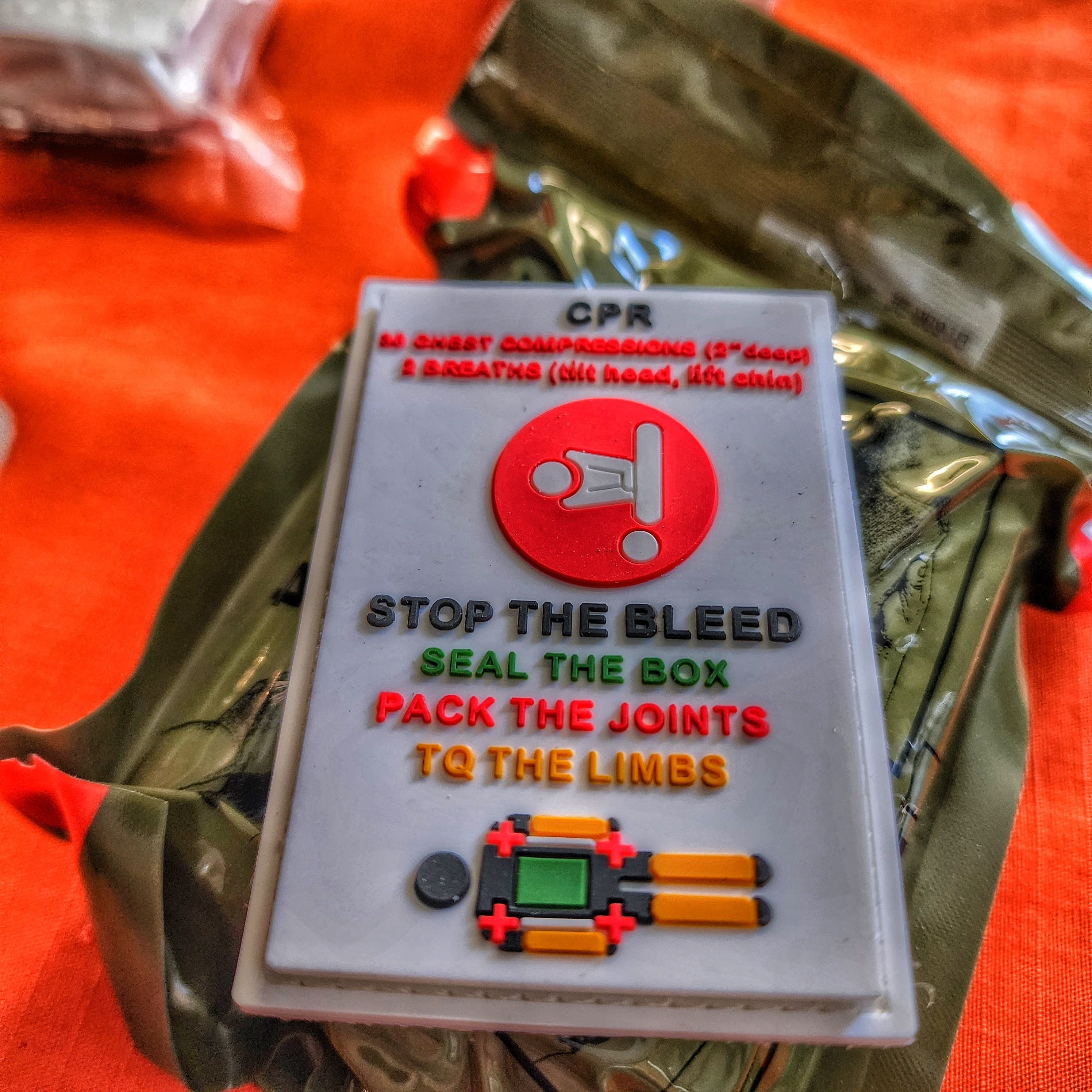 Storage Pocket Patch:  "Stop Bleed" and "CPR" Quick Reference
