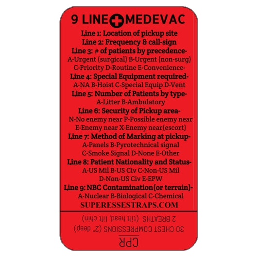 9 Line MedEvac Decal - U.S. Military Truncated Medical Evacuation Reference Sticker & CPR