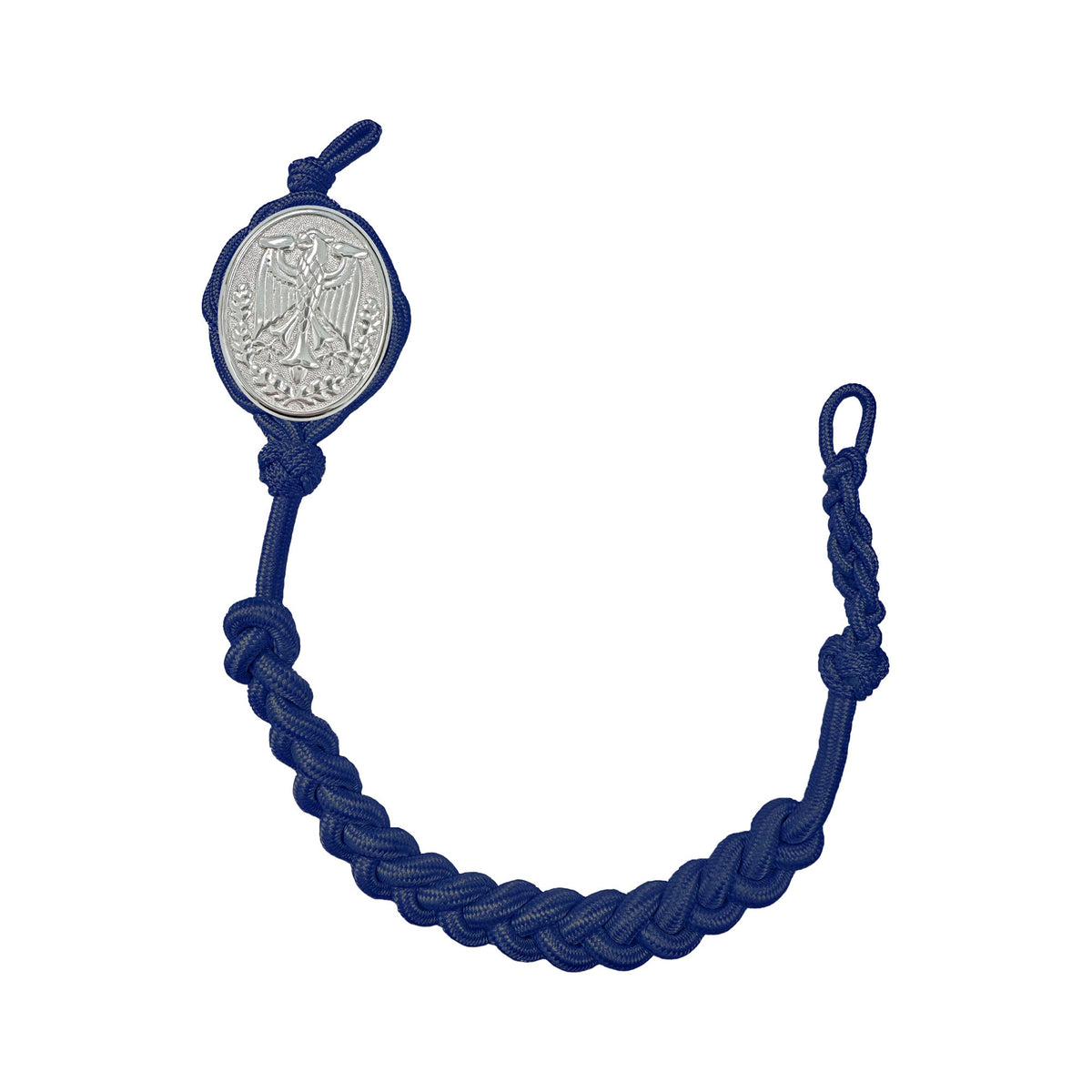 German Schutzenschnur Marksmanship Navy blue Cord with Silver Badge
