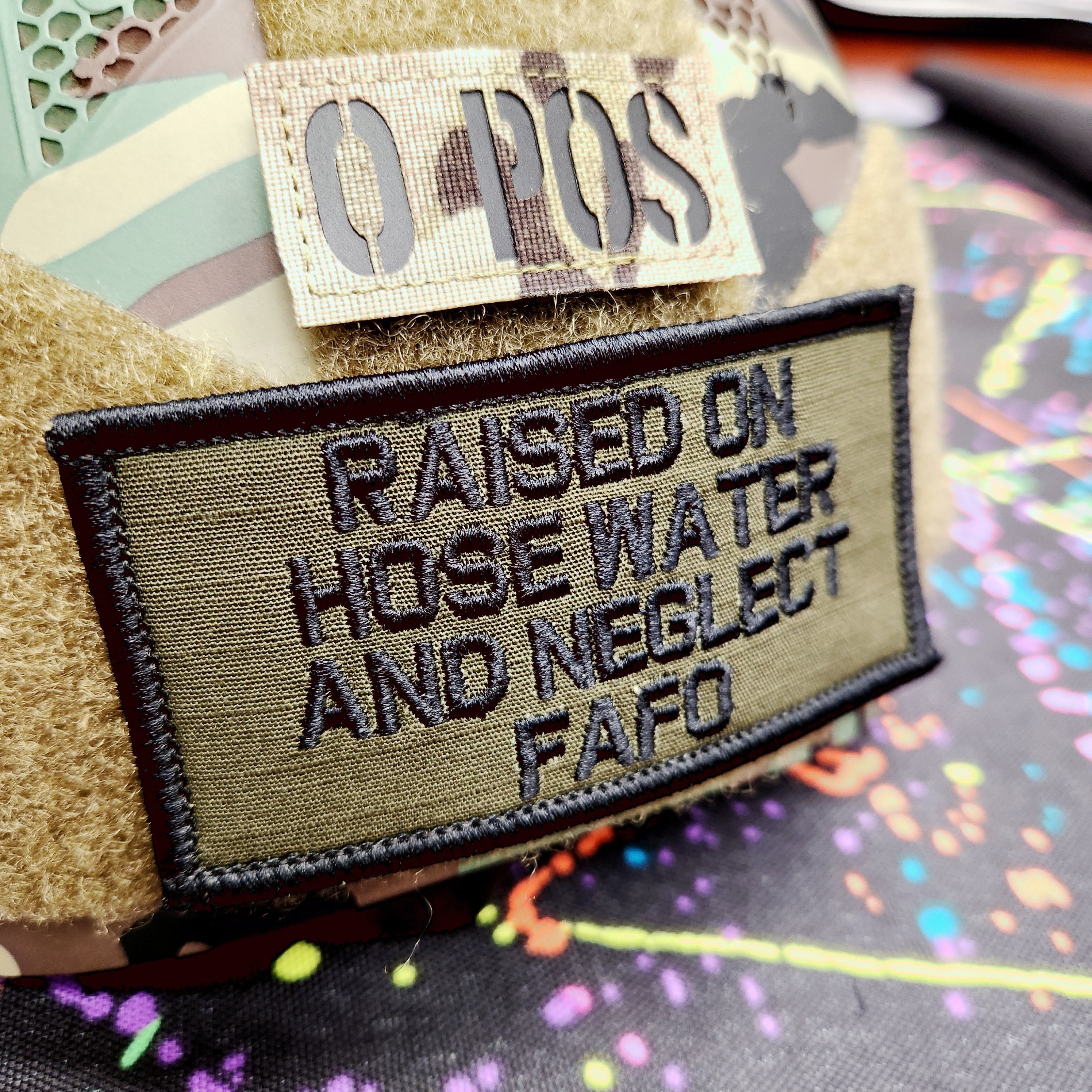 “RAISED ON HOSE WATER AND NEGLECT FAFO” TACTICAL MORALE PATCH