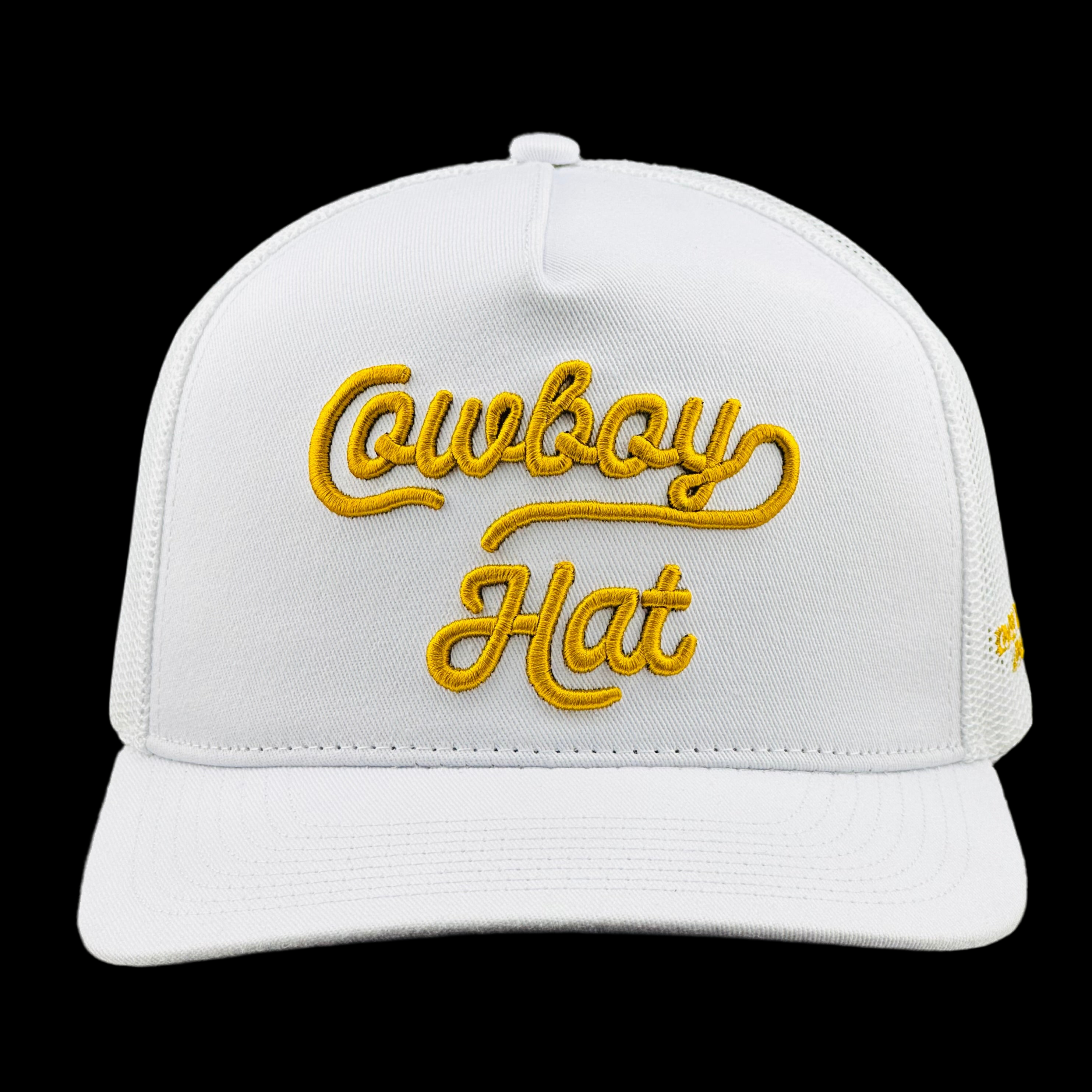 “COWBOY HAT” WHITE TRUCKER HAT