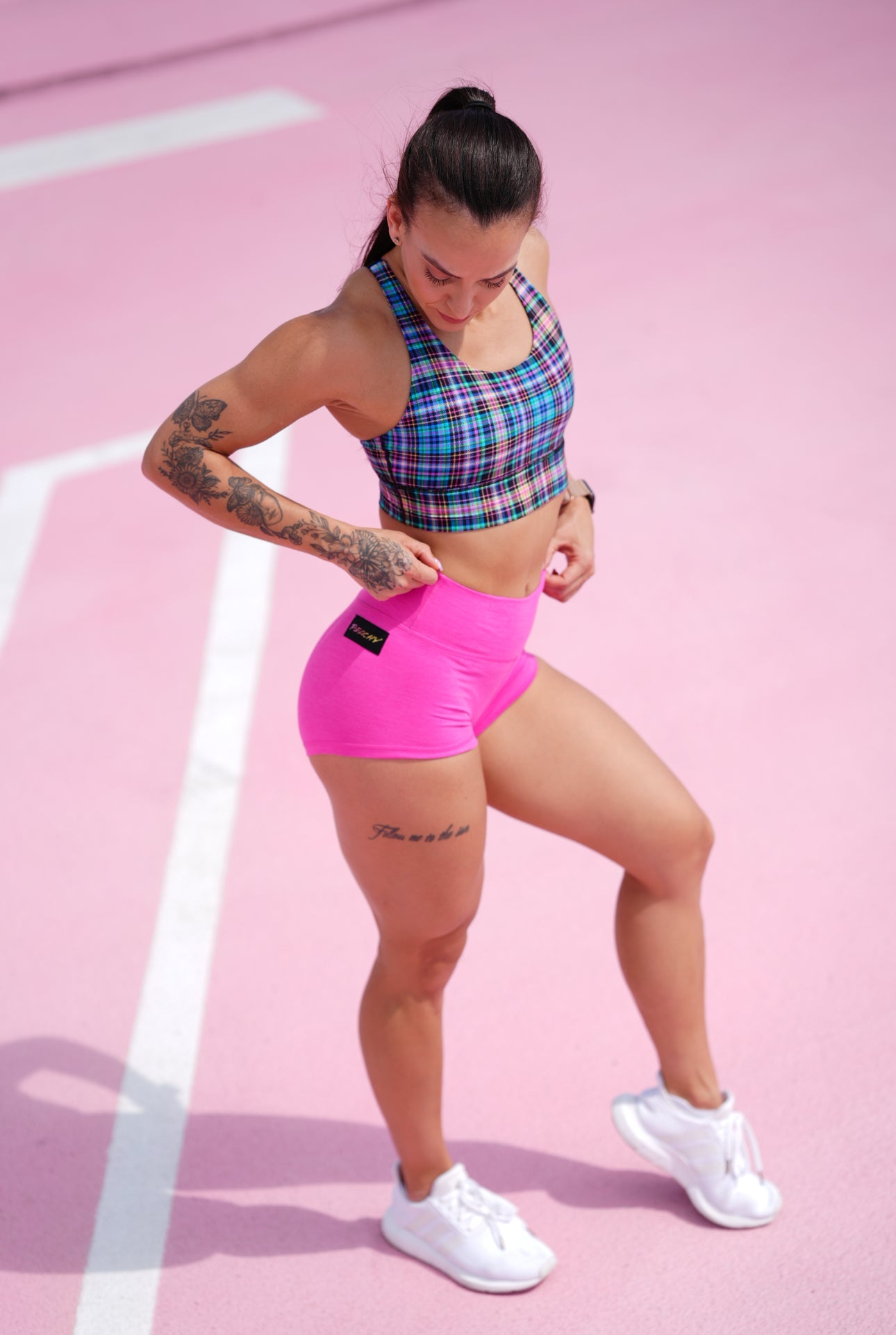 Emerald Longline Sports Bra - Radiant Plaid