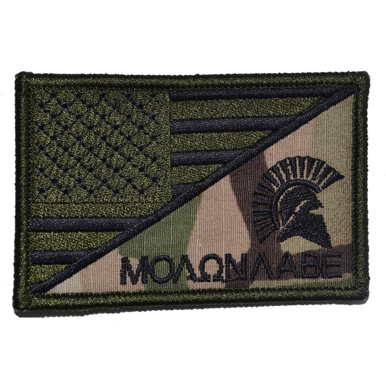 Molon Labe Spartan Helmet USA Flag - 2.25x3.5 Patch