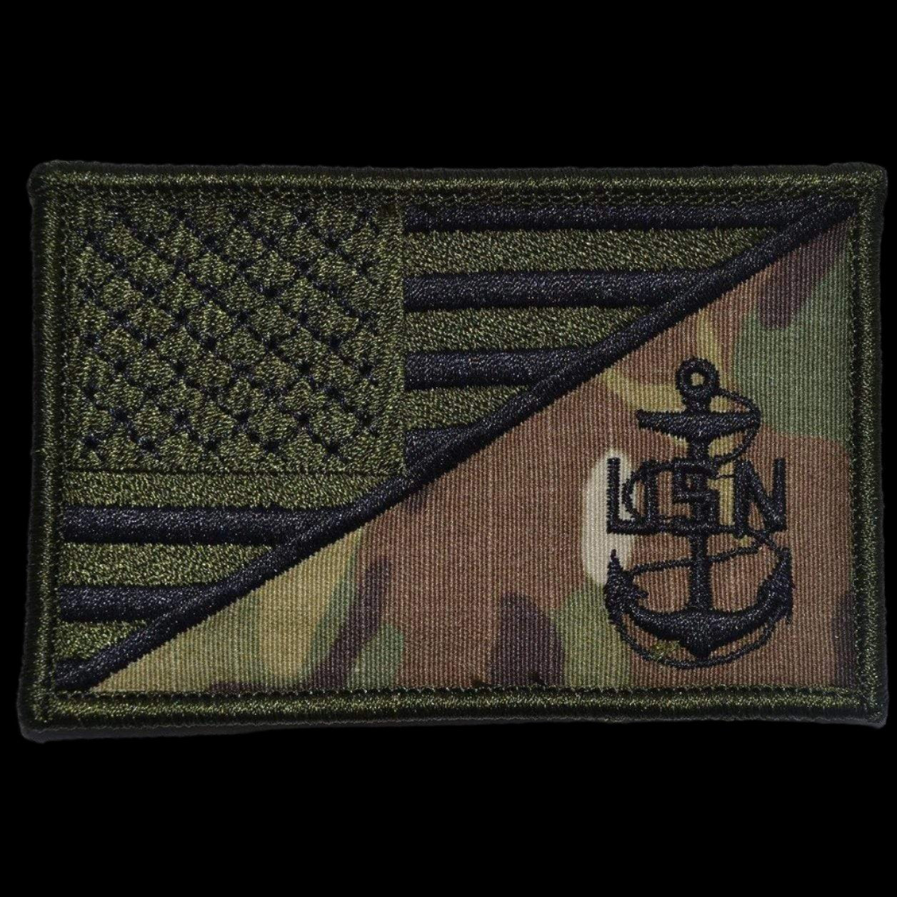 NAVY CHIEF PETTY OFFICER ANCHOR USA FLAG  2.25 X 3.5 TACTICAL PATCH