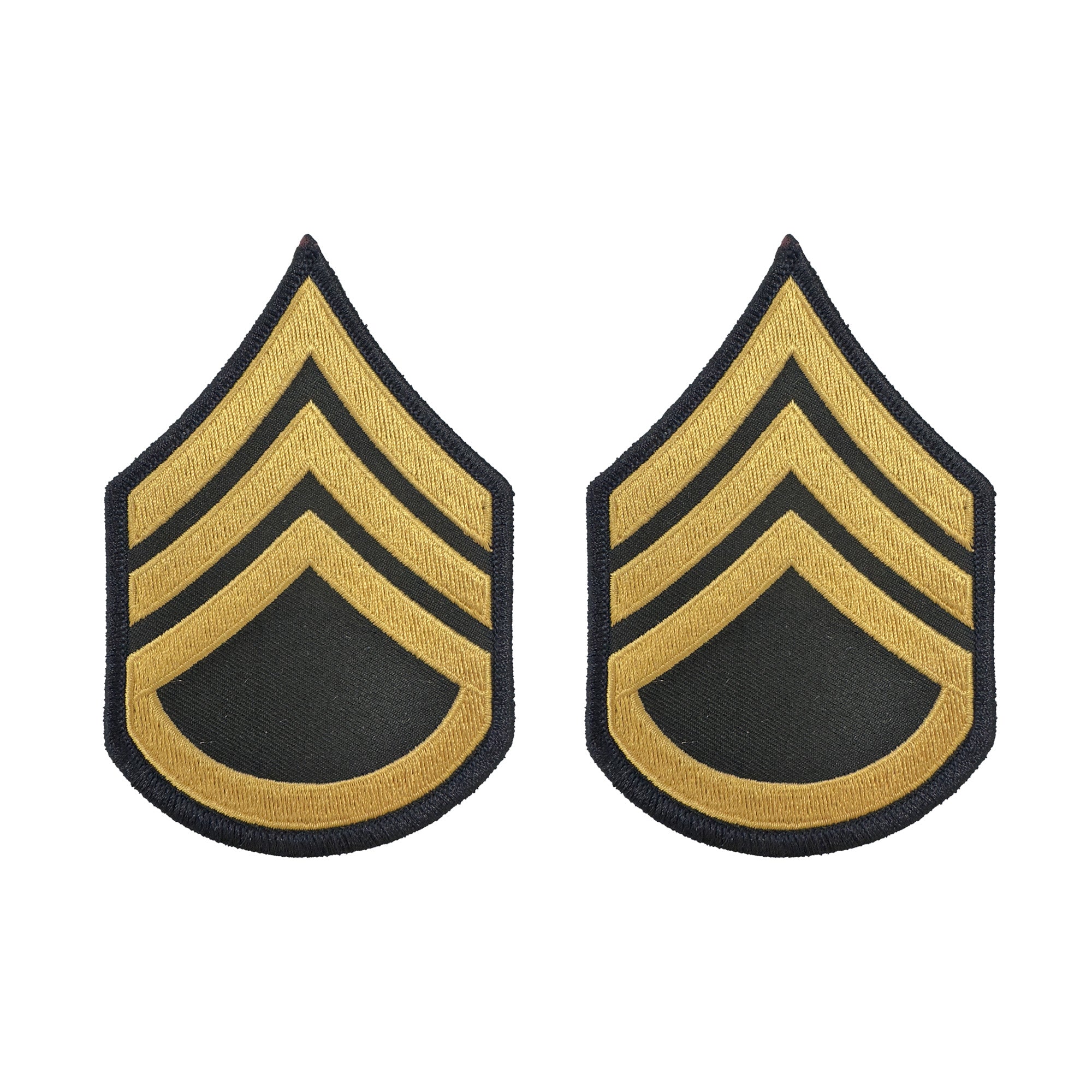 Sargento de Estado Mayor E6 del Ejército de EE. UU. Oro sobre Azul Cosible - Masculino (Grande) (par)