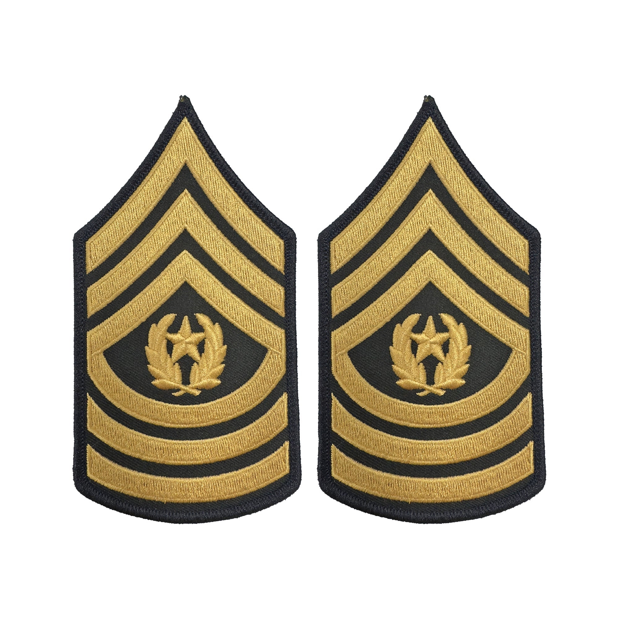 U.S. Army E9 Command Sergeant Major in Gold on Blue Sew-on - Male (Large)