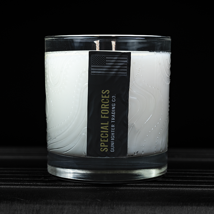 SPECIAL FORCES CANDLE (EMBOSSED FULL-WRAP TOPO MAP)