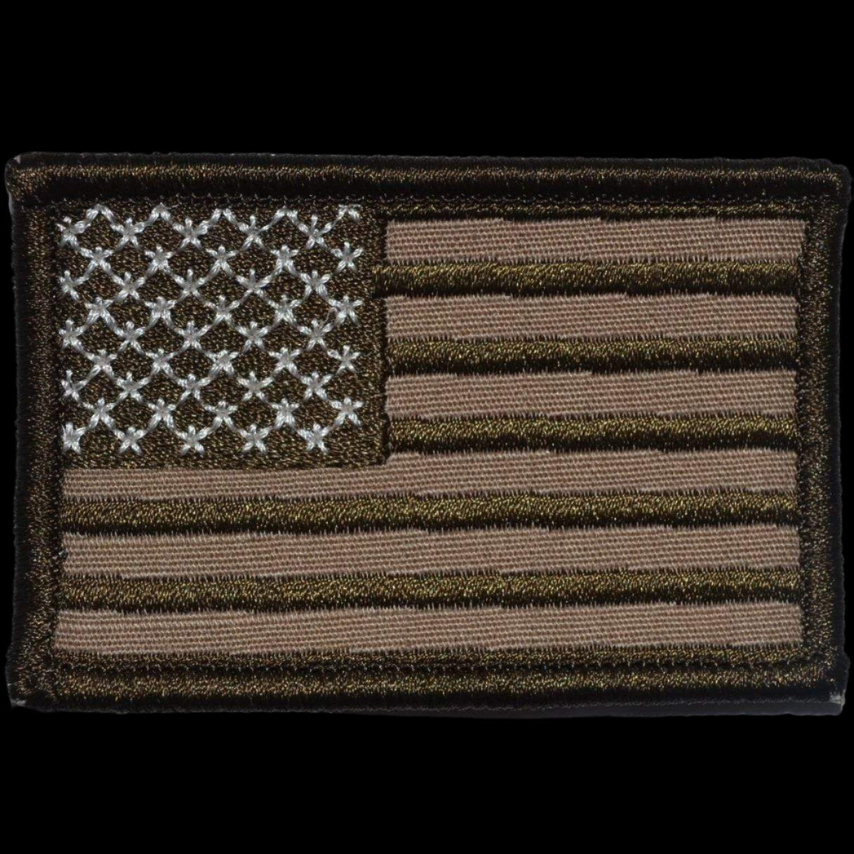 US FLAG 2 X 3 TACTICAL PATCH - COYOTE BROWN W/ COYOTE BROWN