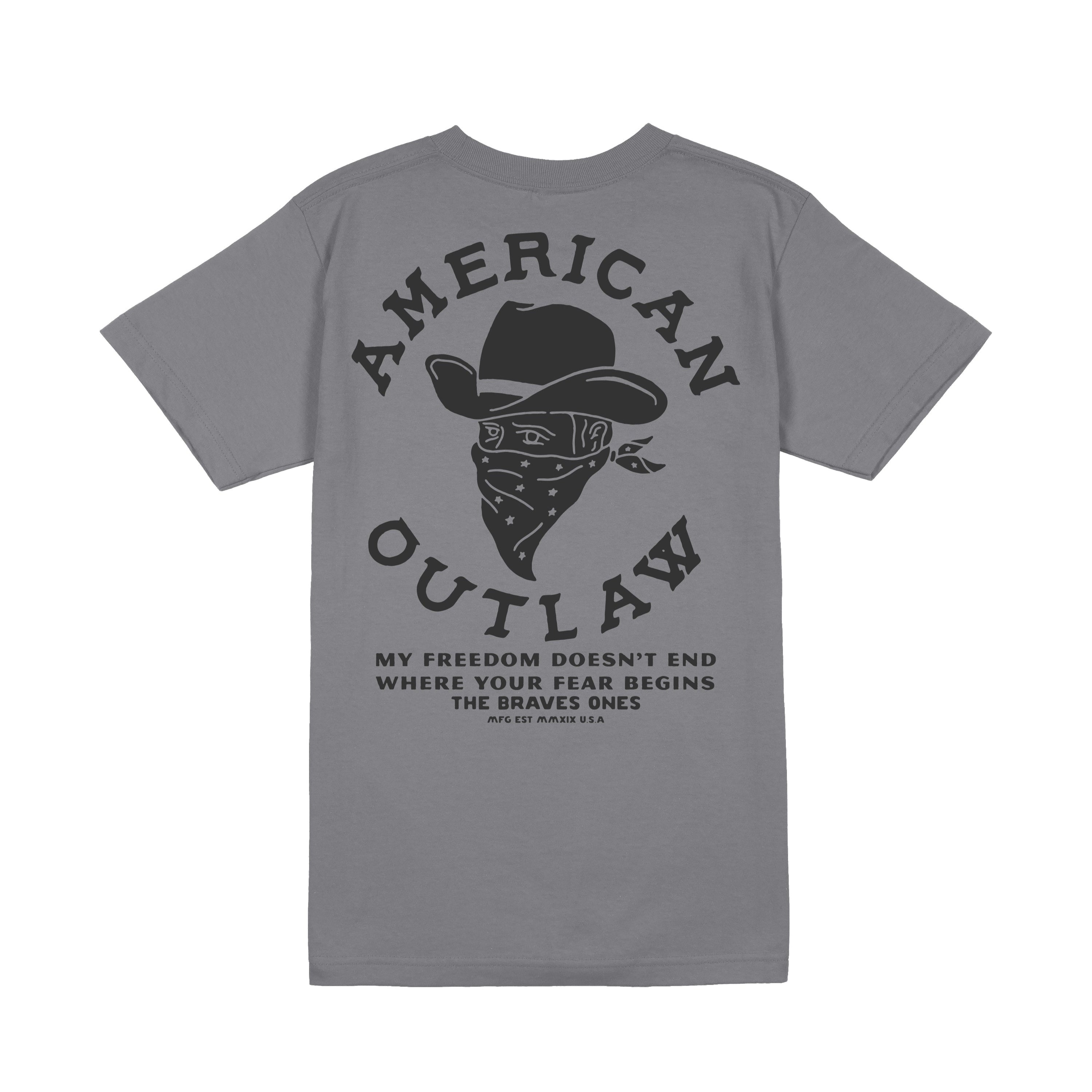 American Outlaw T-Shirt – Grey | The Brave Ones