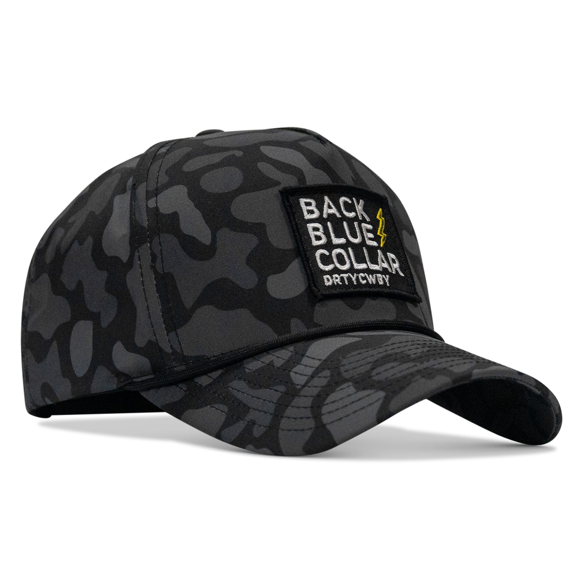 Back Blue Collar Patch 5 Pannel Rope Snapback