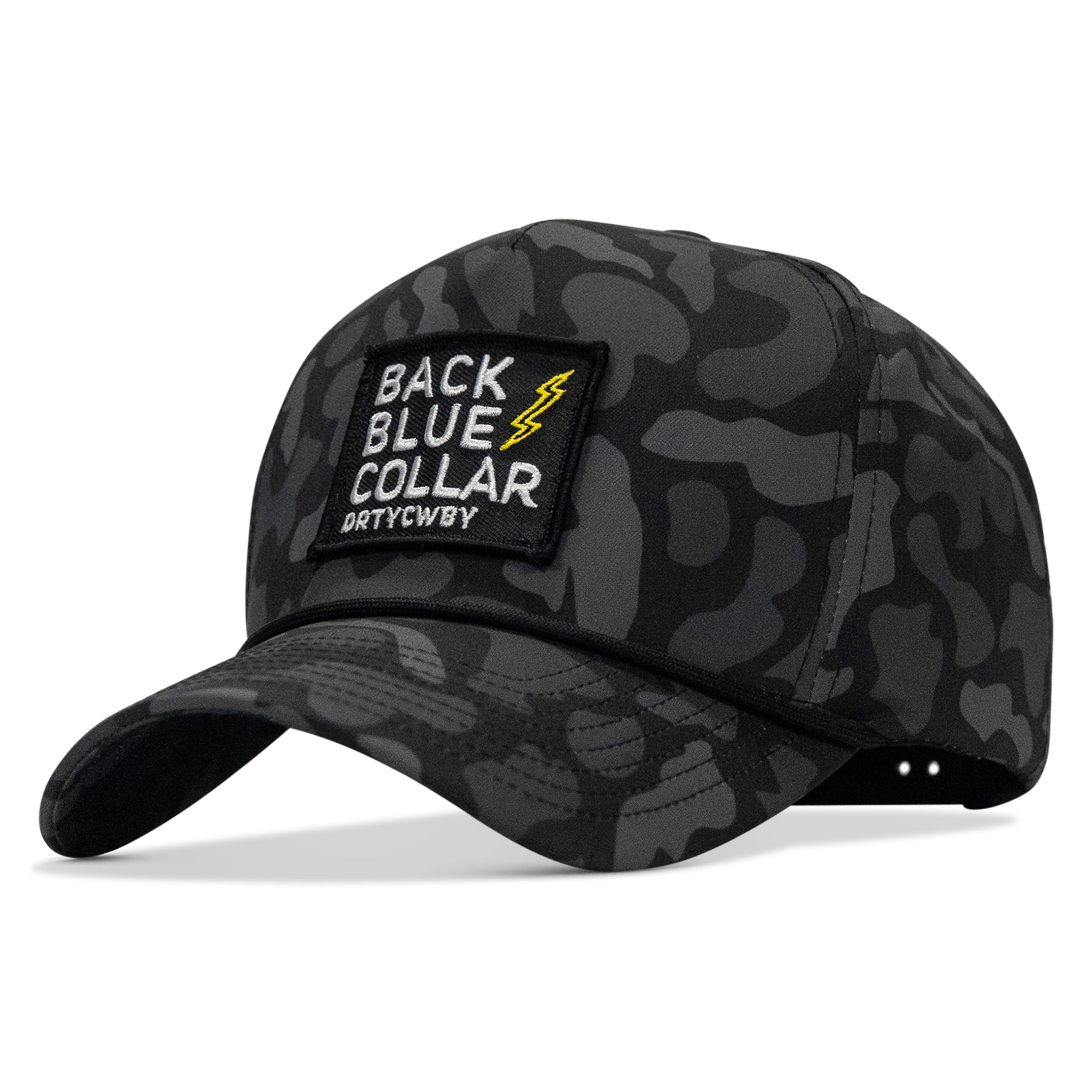 Back Blue Collar Patch 5 Pannel Rope Snapback