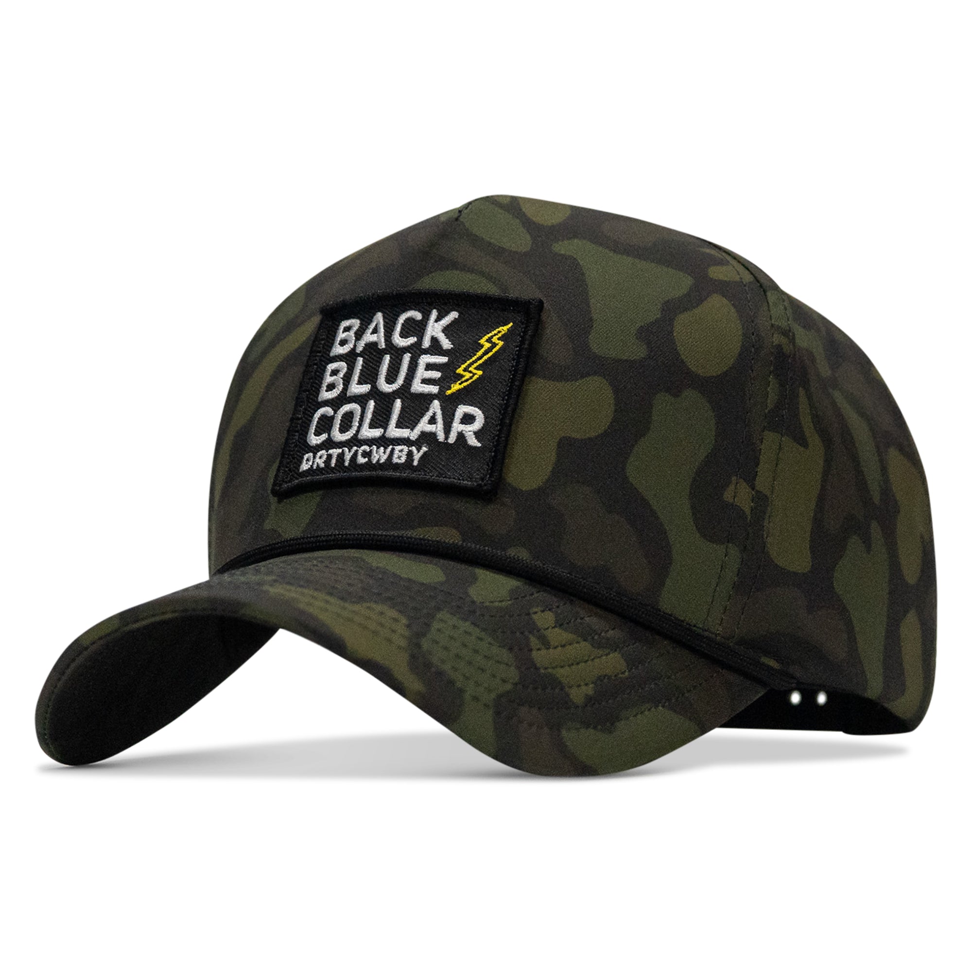 Back Blue Collar Patch 5 Pannel Rope Snapback