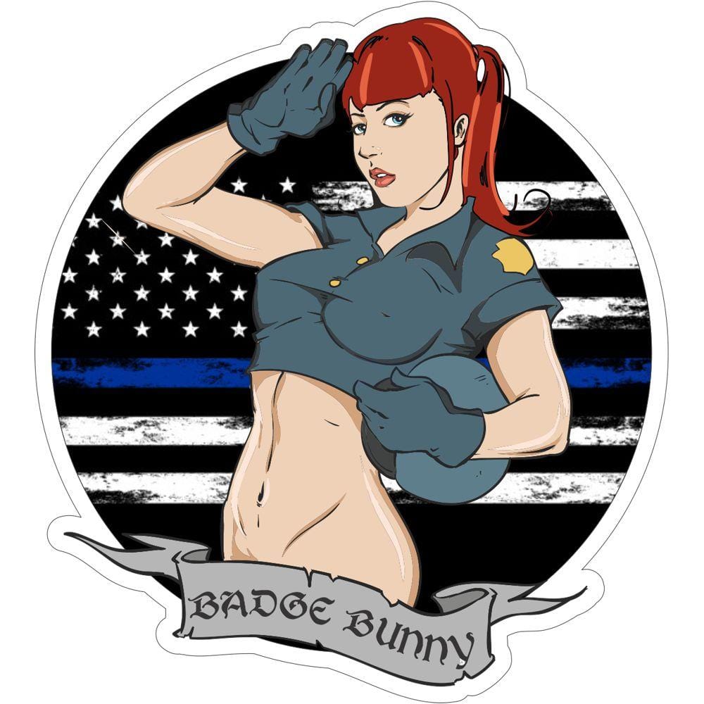 Badge Bunny - Thin Blue Line - 3 Inch Sticker