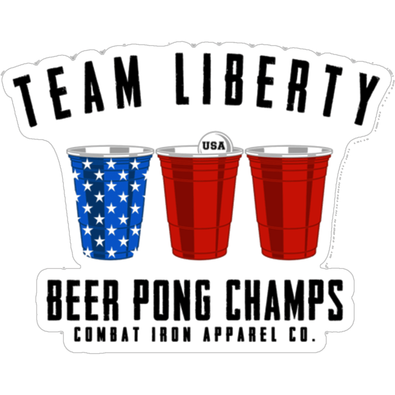 TEAM LIBERTY BEER PONG CHAMPS ALL WEATHER DECAL