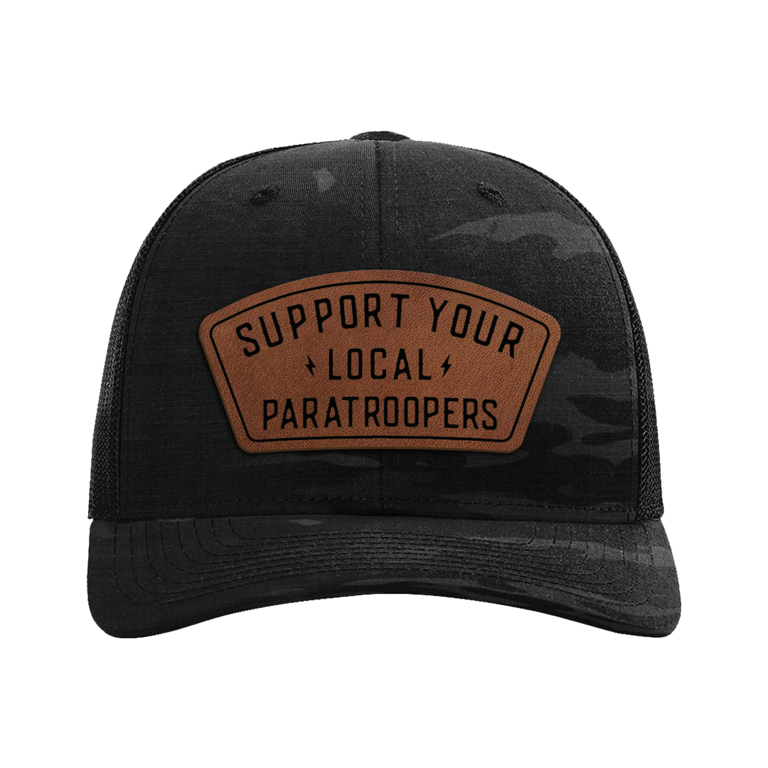 Support Local Paratrooper Leather Patch Tactical Snapback