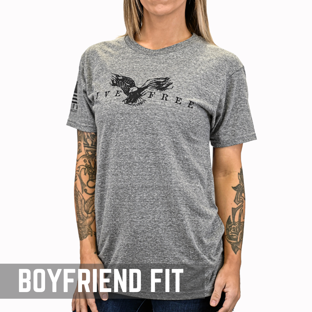 Women's Live Free Boyfriend Fit Patriotic T-Shirt - Heather Gray