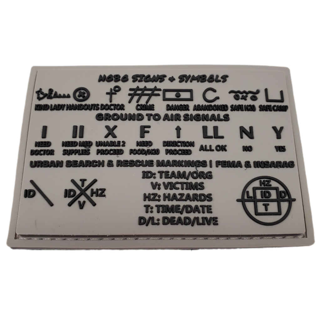 Storage Pocket Patch: Hobo Symbols, Ground to Air Signals, Search and Rescue Markings