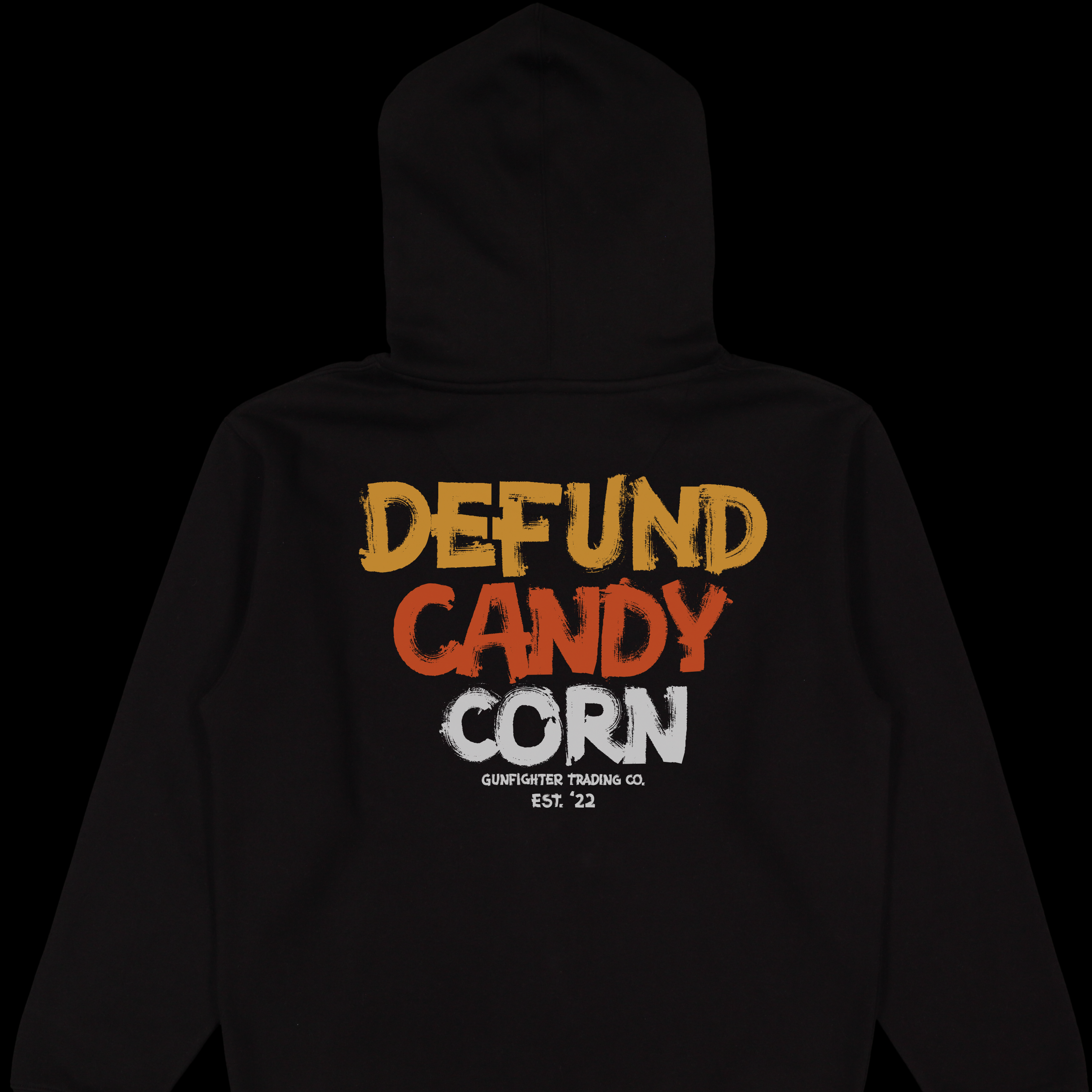 DEFUND CANDY CORN | BLACK COMFY AF FLEECE HOODIE