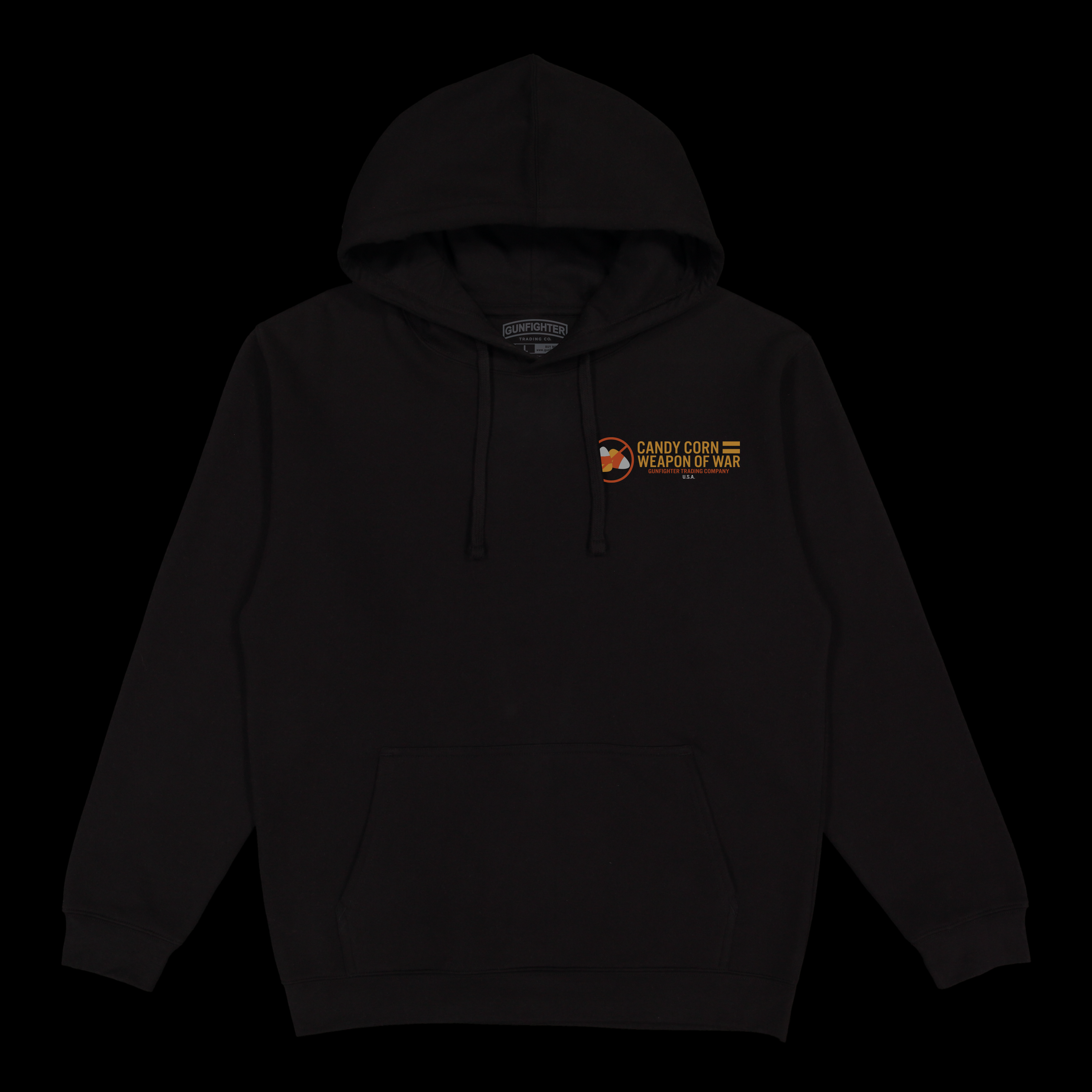 DEFUND CANDY CORN | BLACK COMFY AF FLEECE HOODIE