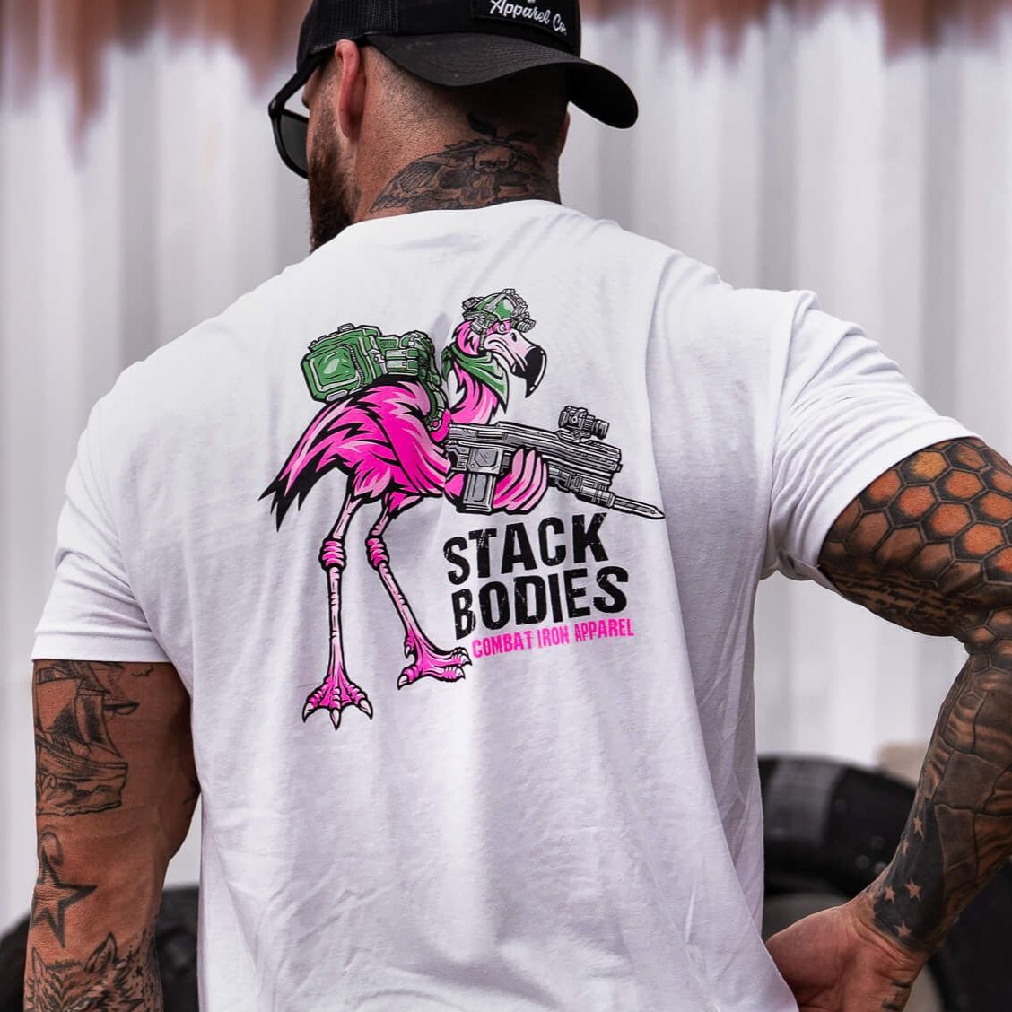 FLAMINGO OPERATOR STACK BODIES MEN'S T-SHIRT