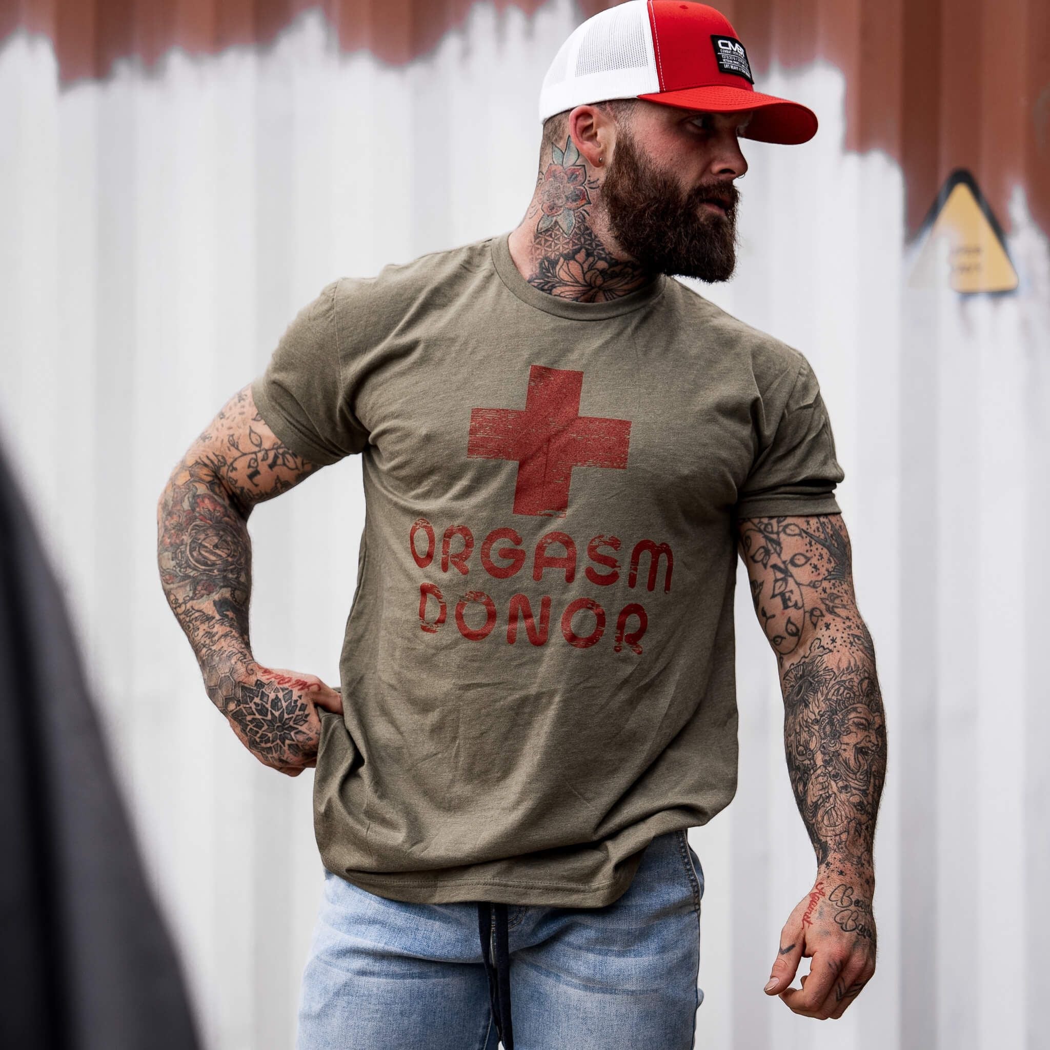 Orgasm Donor Red Cross Men's T-Shirt