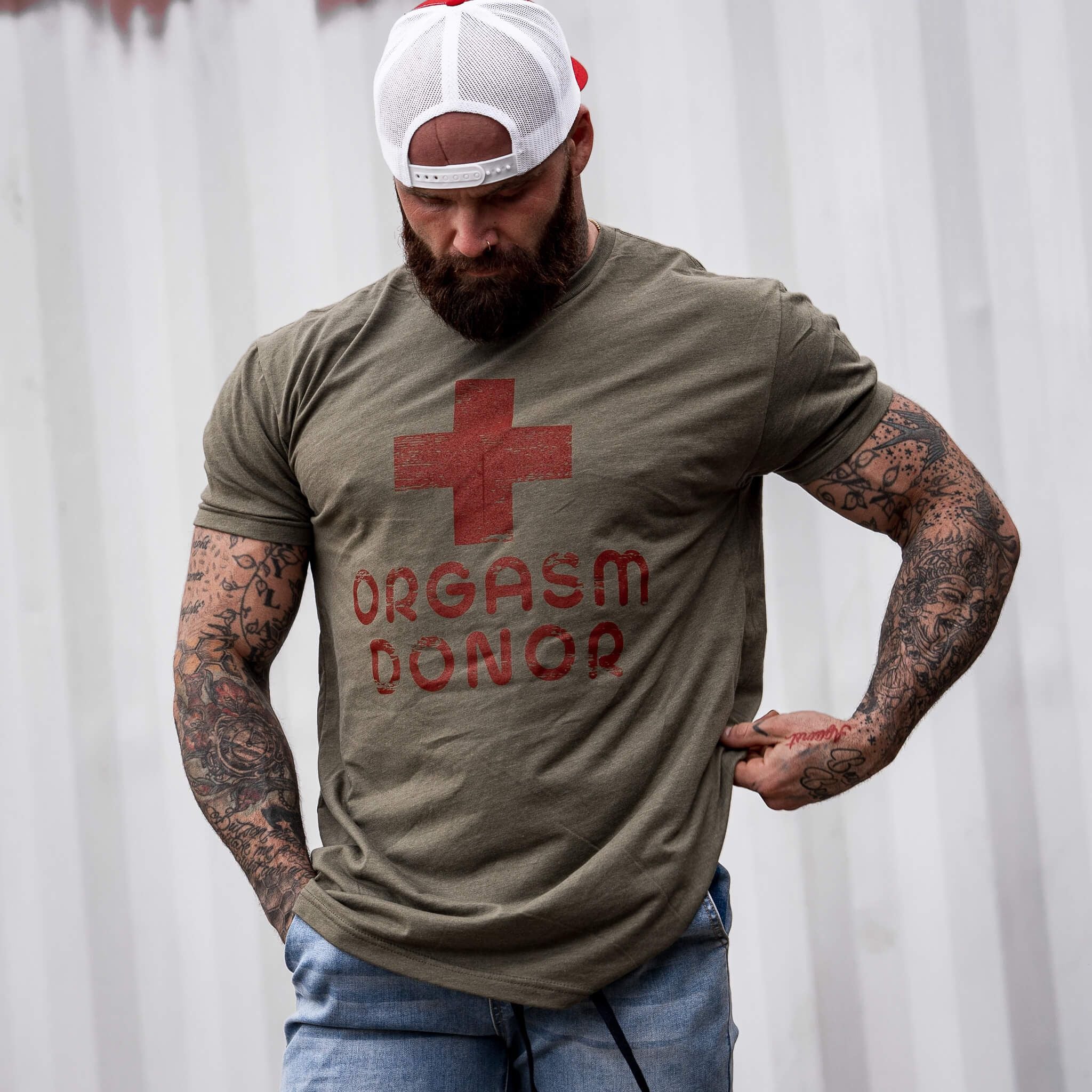 Orgasm Donor Red Cross Men's T-Shirt