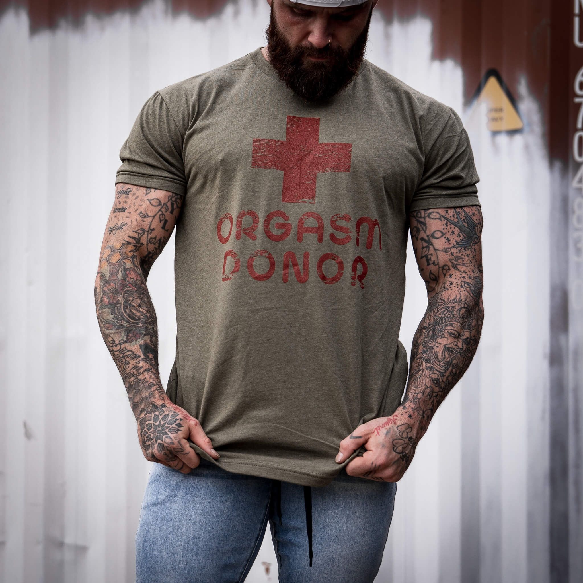 Orgasm Donor Red Cross Men's T-Shirt